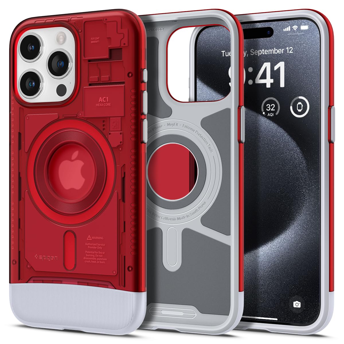 Funda Spigen Classic C1 Magfit Para Iphone 15 Pro (2023), Color Rubí - Venta Internacional.