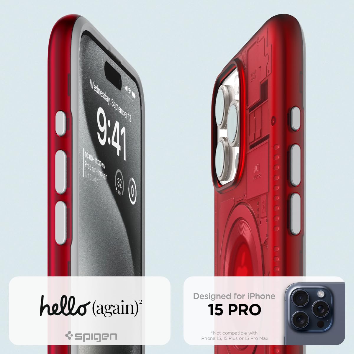 Foto 3 pulgar | Funda Spigen Classic C1 Magfit Para Iphone 15 Pro (2023), Color Rubí - Venta Internacional.