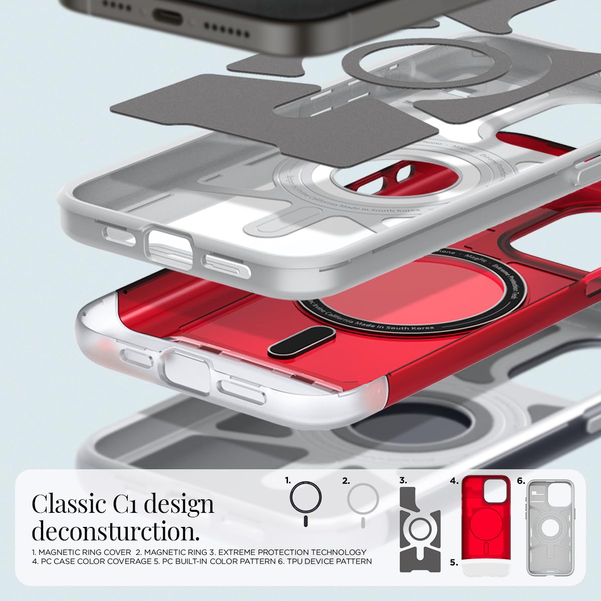 Foto 6 pulgar | Funda Spigen Classic C1 Magfit Para Iphone 15 Pro (2023), Color Rubí - Venta Internacional.