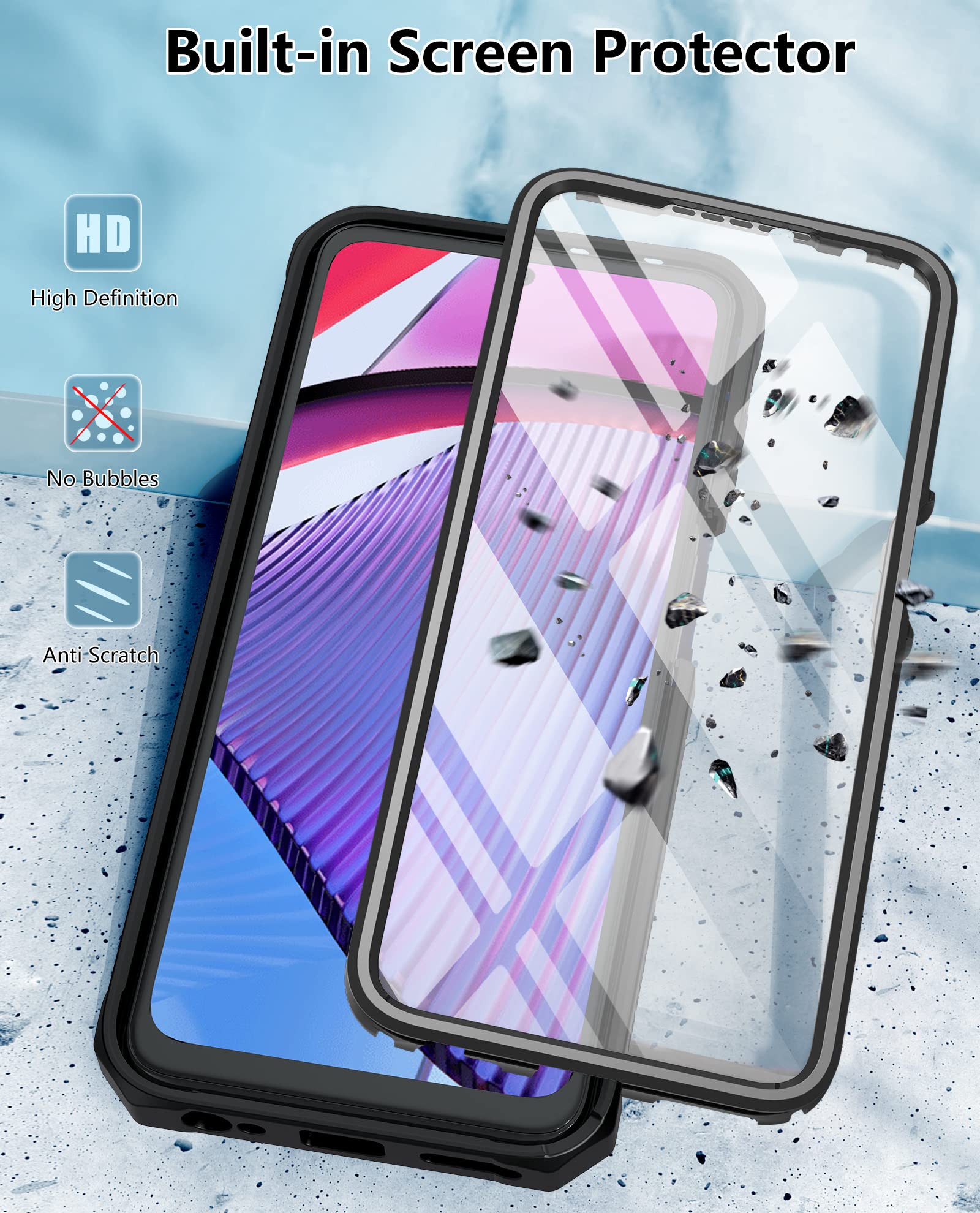 Foto 2 | Funda De Teléfono Fntcase Para Motorola Moto G Power 5g 2023 Negra - Venta Internacional.