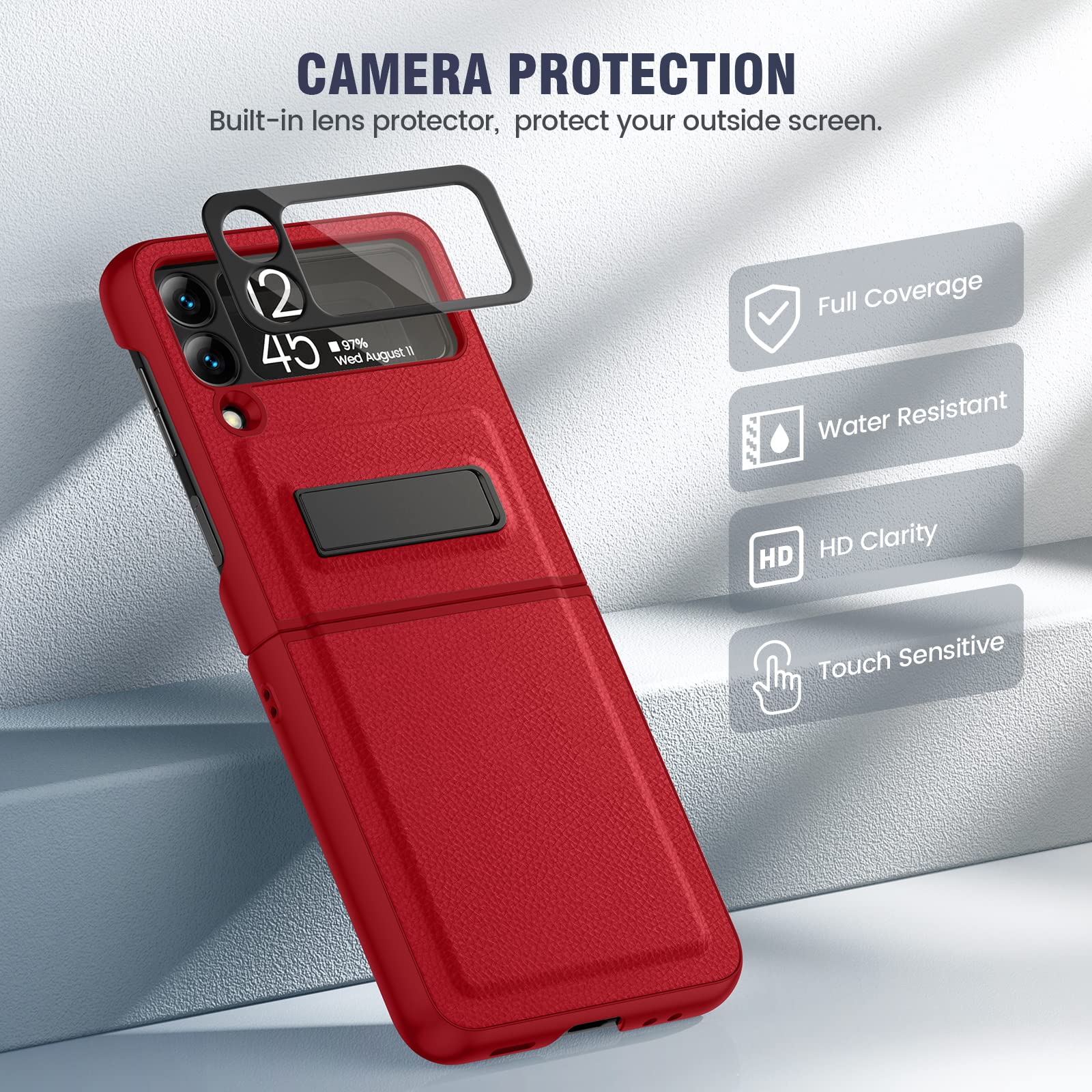 Foto 5 pulgar | Funda Con Función Atril Para Samsung Galaxy Z Flip 3 5g Con Cámara - Venta Internacional.