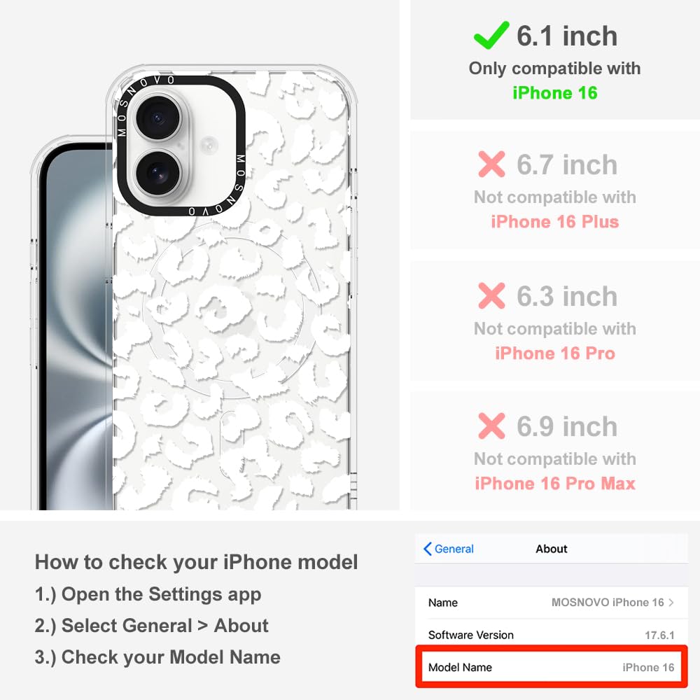 Foto 2 | Funda De Teléfono Mosnovo Compatible Con Iphone 16 White Leopard - Venta Internacional.