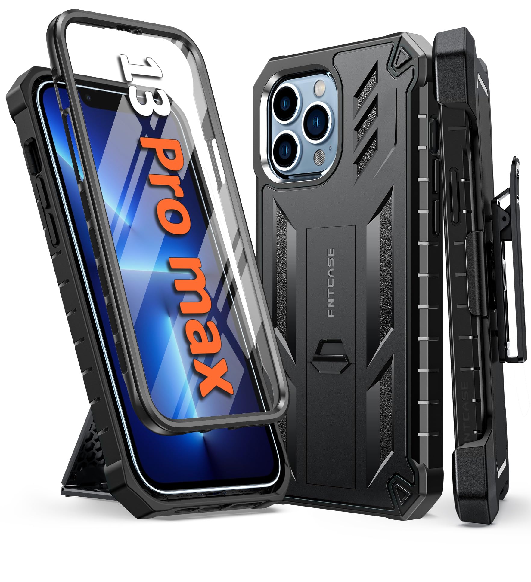 Foto 2 pulgar | Funda De Teléfono Fntcase Para Iphone 13 Pro Max De Grado Militar Negra - Venta Internacional.
