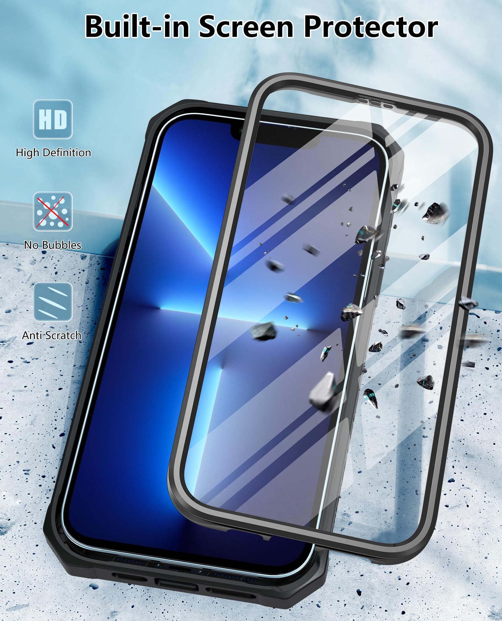 Foto 4 pulgar | Funda De Teléfono Fntcase Para Iphone 13 Pro Max De Grado Militar Negra - Venta Internacional.