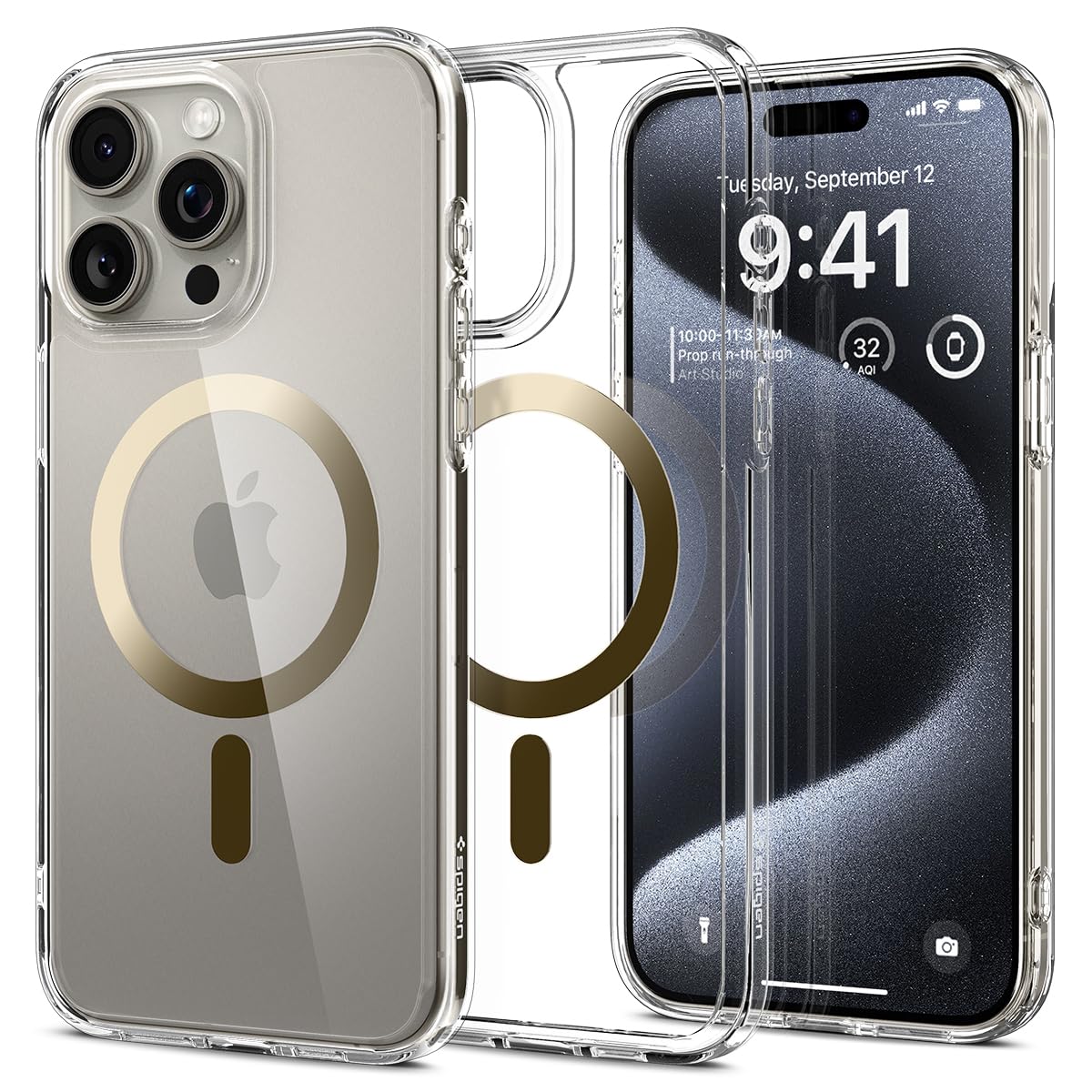 Foto 2 pulgar | Funda Spigen Ultra Hybrid Magfit Para Iphone 15 Pro Gold - Venta Internacional.