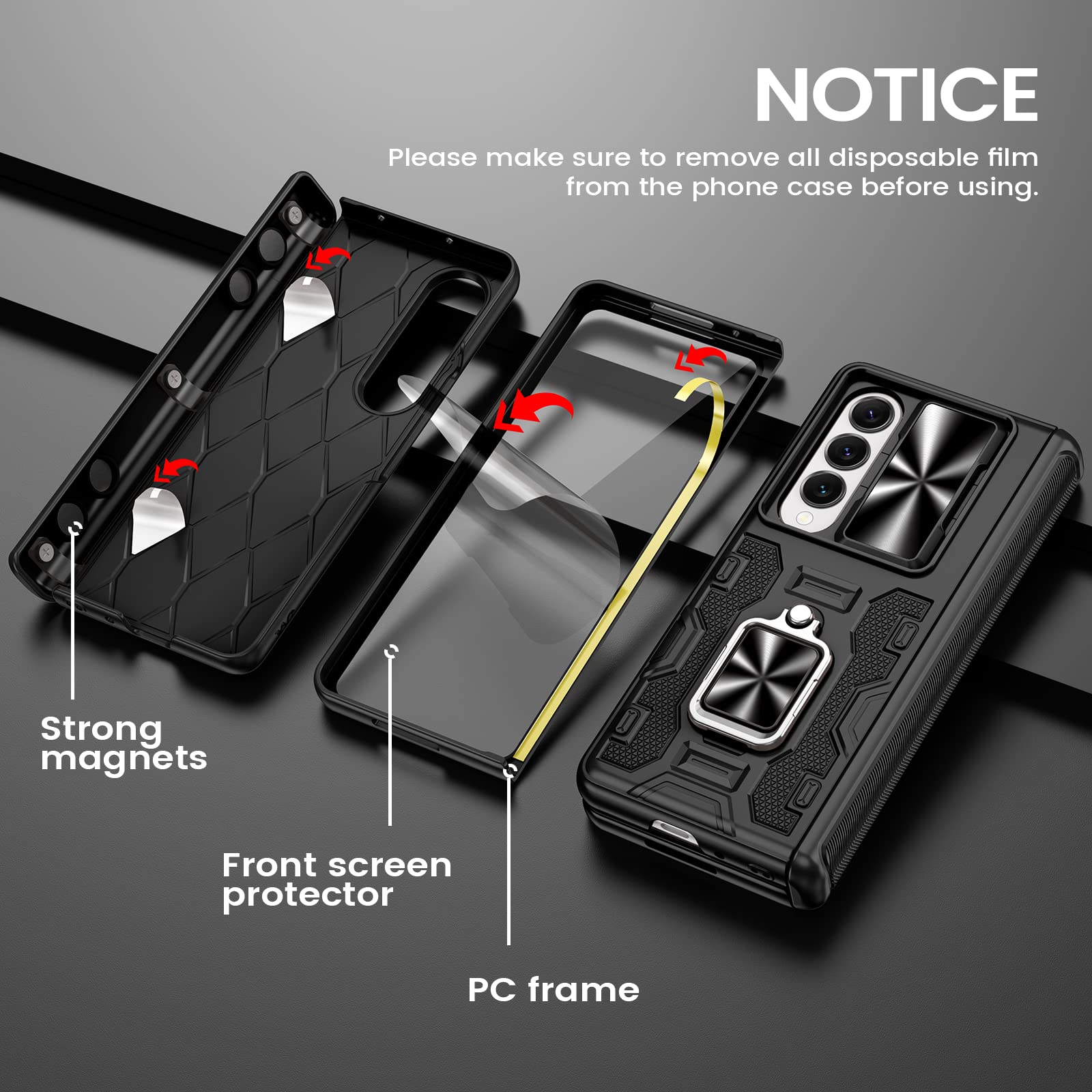 Foto 5 pulgar | Funda Vego Para Samsung Galaxy Z Fold 4 Con Clip Para Cinturón Y Soporte - Venta Internacional.