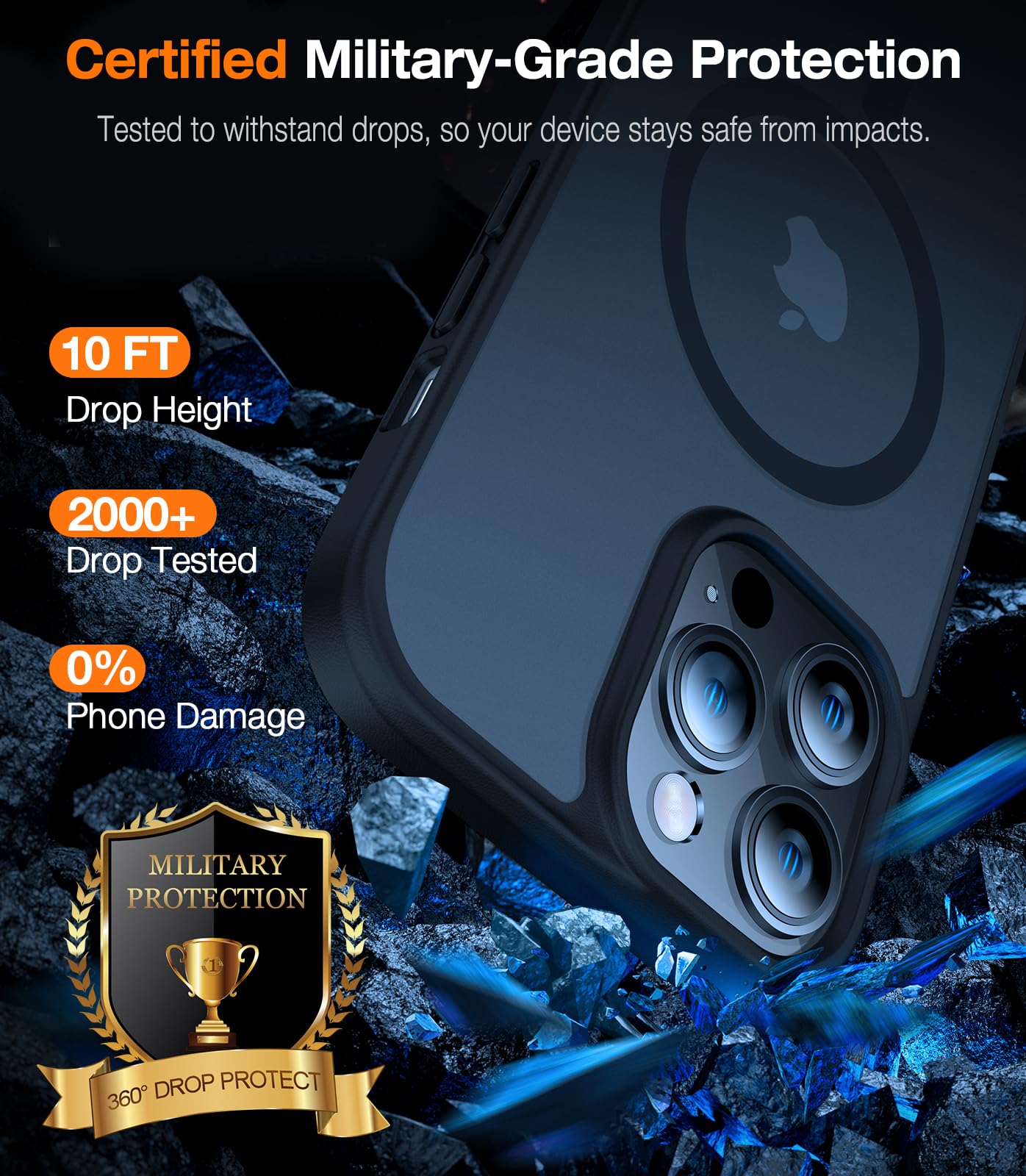 Foto 5 pulgar | Funda De Teléfono Torras A Prueba De Golpes Para Iphone 15 Pro Max Frosted Black - Venta Internacional.