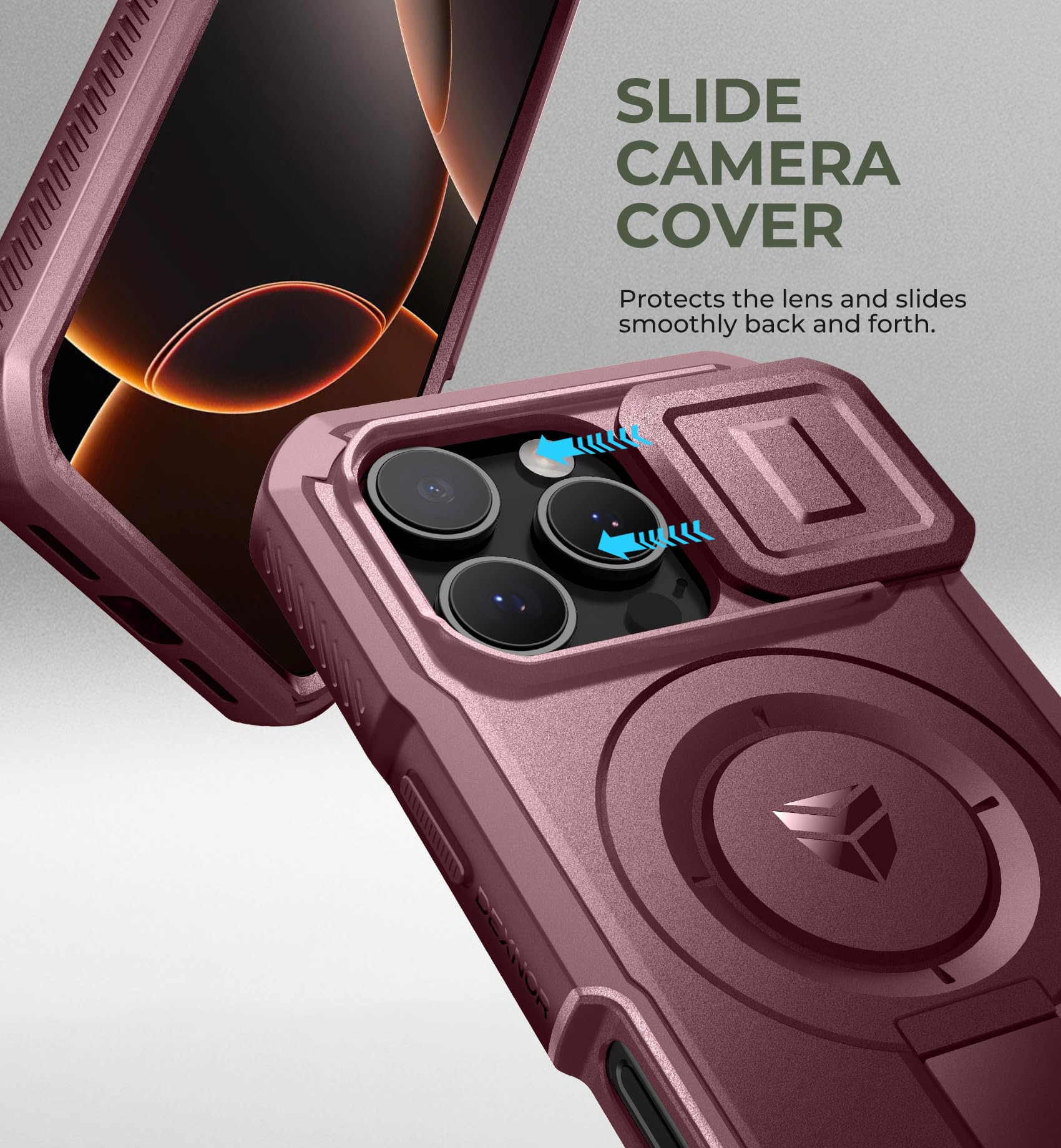 Foto 5 pulgar | Funda Dexnor Para Iphone 16 Pro Con Cámara Deslizante, Color Rojo - Venta Internacional.