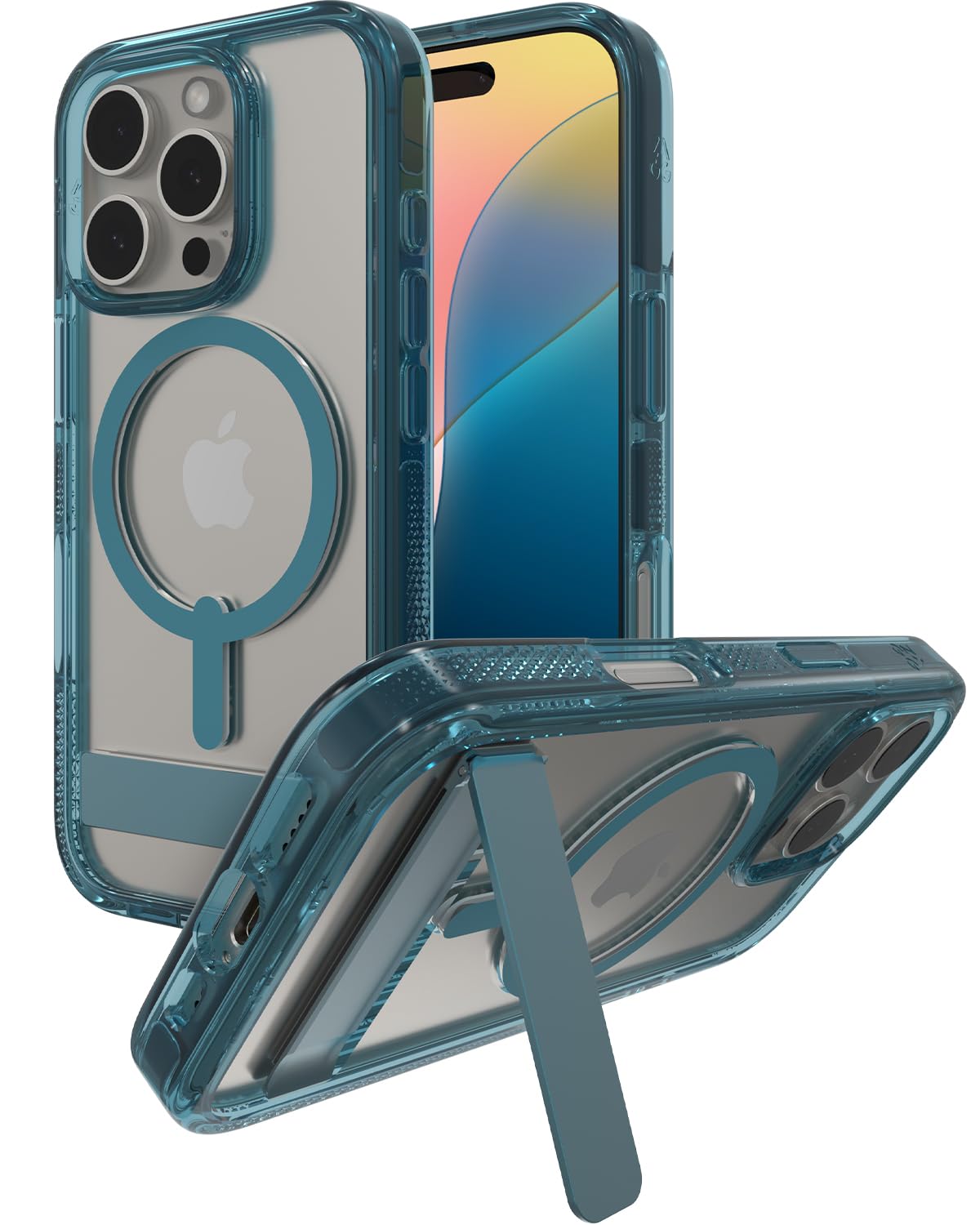 Funda Zagg Santa Cruz Snap Con Soporte Para Iphone 16 Pro, Color Azul - Venta Internacional.