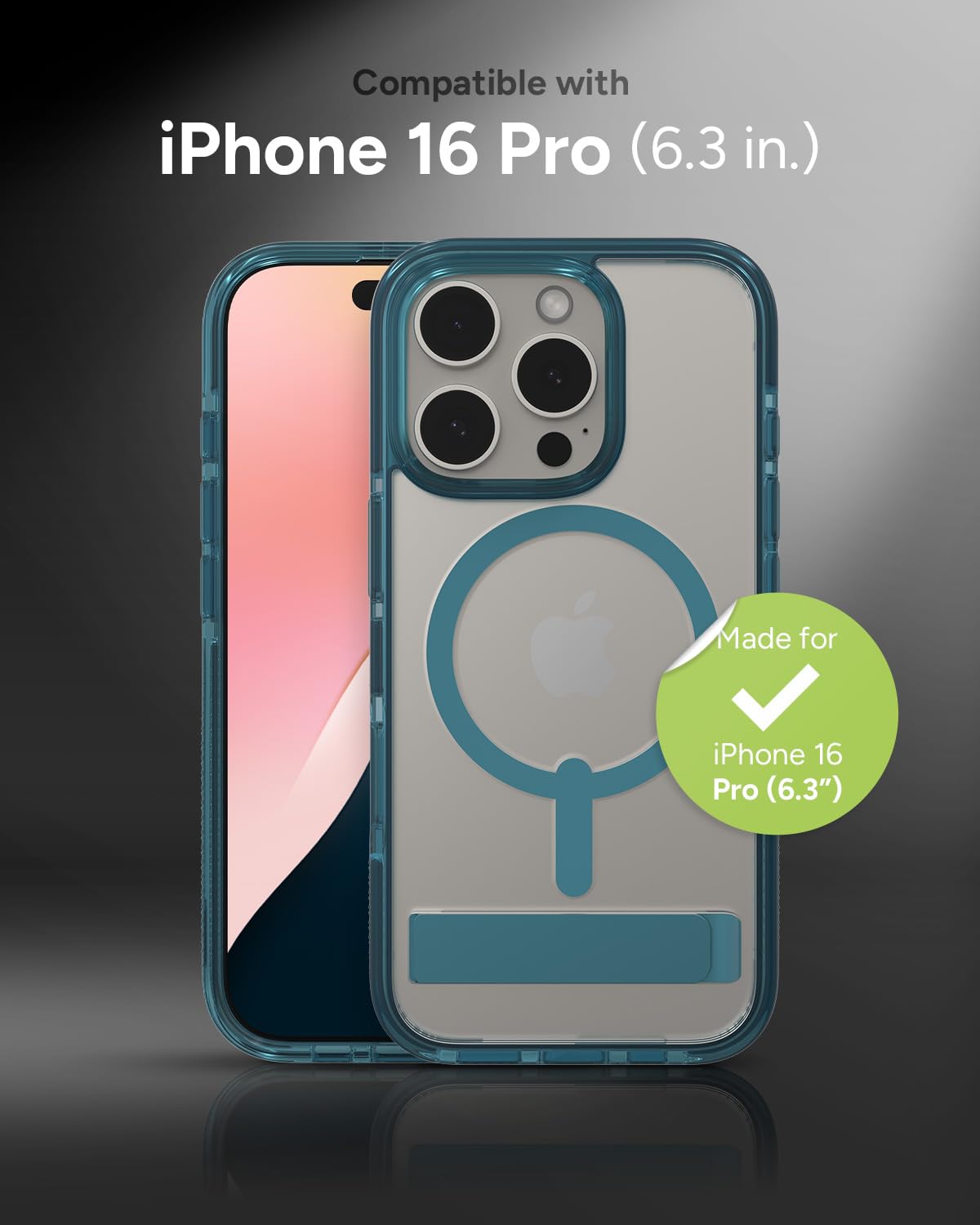 Foto 2 | Funda Zagg Santa Cruz Snap Con Soporte Para Iphone 16 Pro, Color Azul - Venta Internacional.