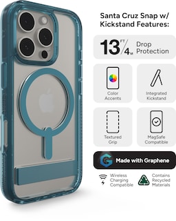 Foto 3 | Funda Zagg Santa Cruz Snap Con Soporte Para Iphone 16 Pro, Color Azul - Venta Internacional.