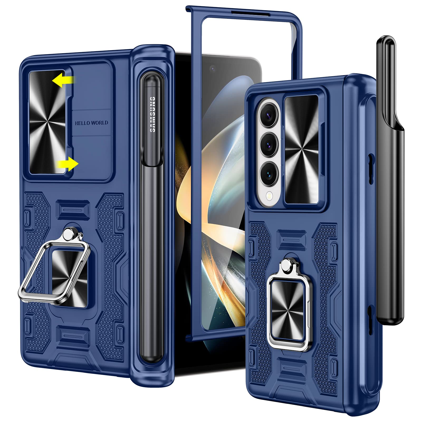 Foto 2 pulgar | Funda Vego Para Galaxy Z Fold 4 Con Soporte Para Bolígrafos S, Color Azul Medianoche - Venta Internacional.