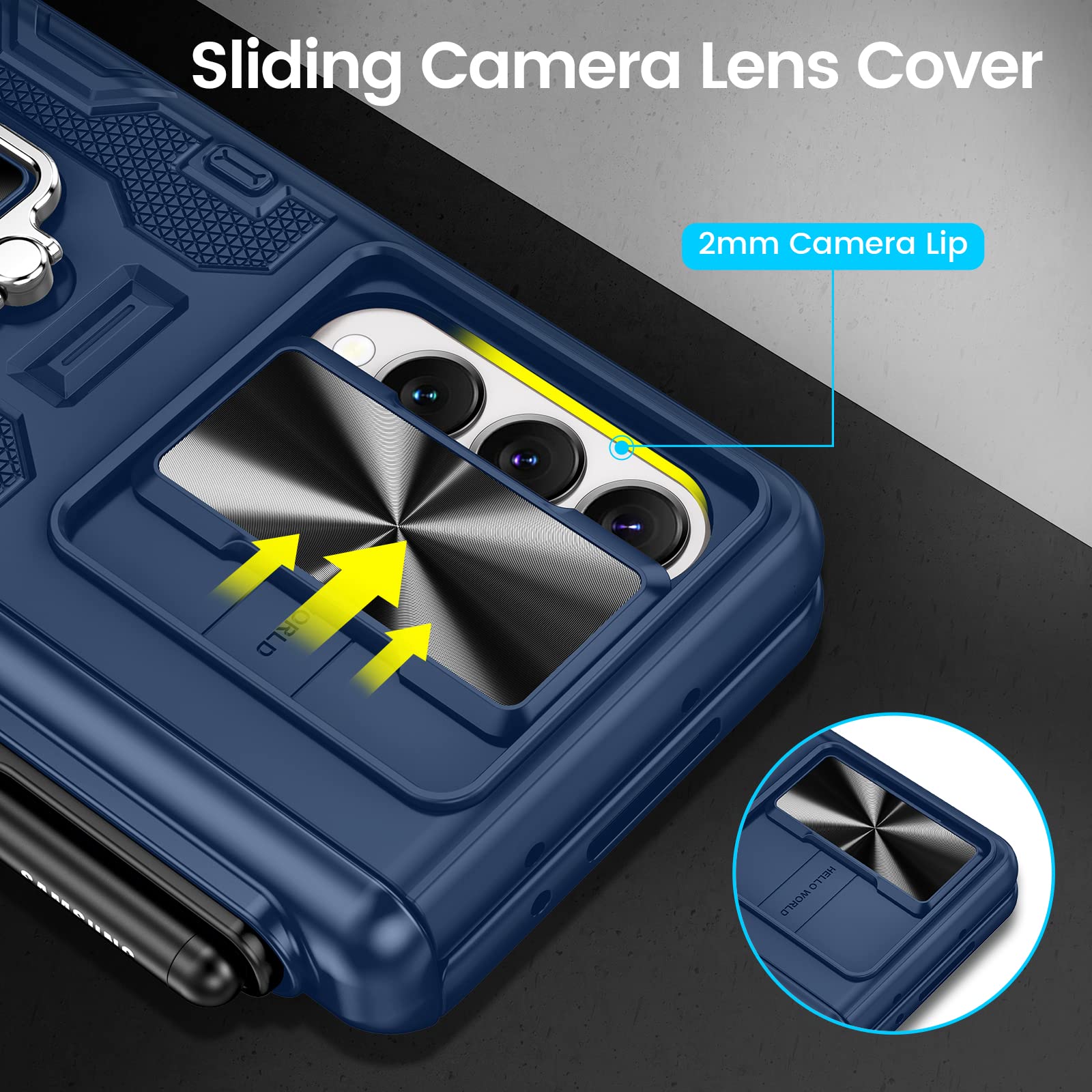 Foto 3 | Funda Vego Para Galaxy Z Fold 4 Con Soporte Para Bolígrafos S, Color Azul Medianoche - Venta Internacional.
