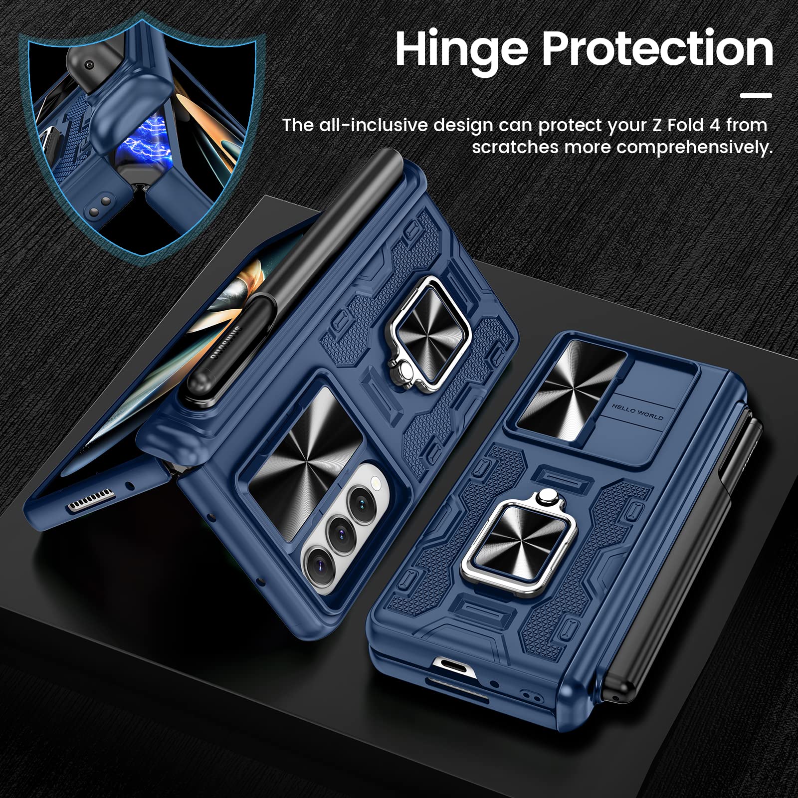 Foto 5 pulgar | Funda Vego Para Galaxy Z Fold 4 Con Soporte Para Bolígrafos S, Color Azul Medianoche - Venta Internacional.