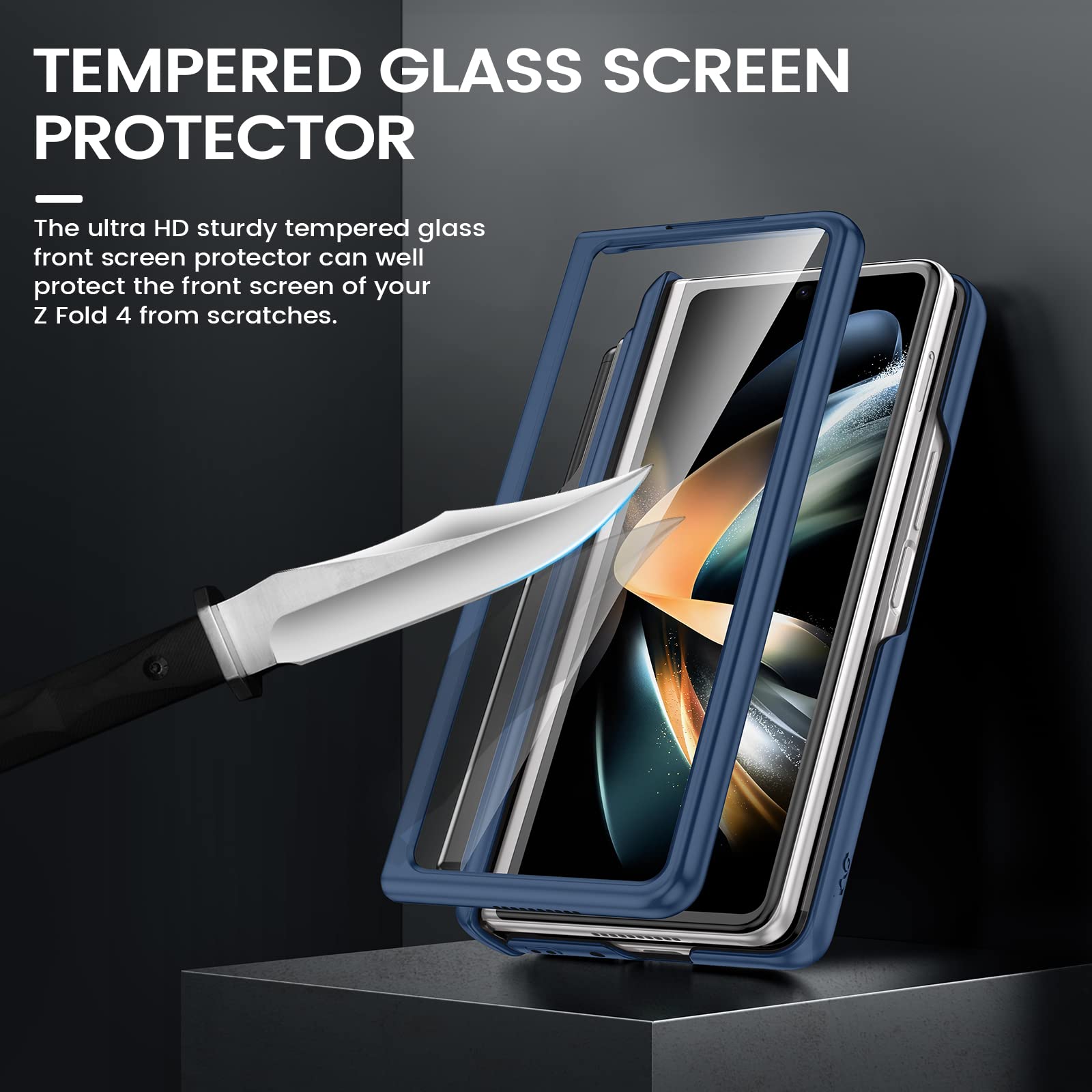 Foto 6 pulgar | Funda Vego Para Galaxy Z Fold 4 Con Soporte Para Bolígrafos S, Color Azul Medianoche - Venta Internacional.