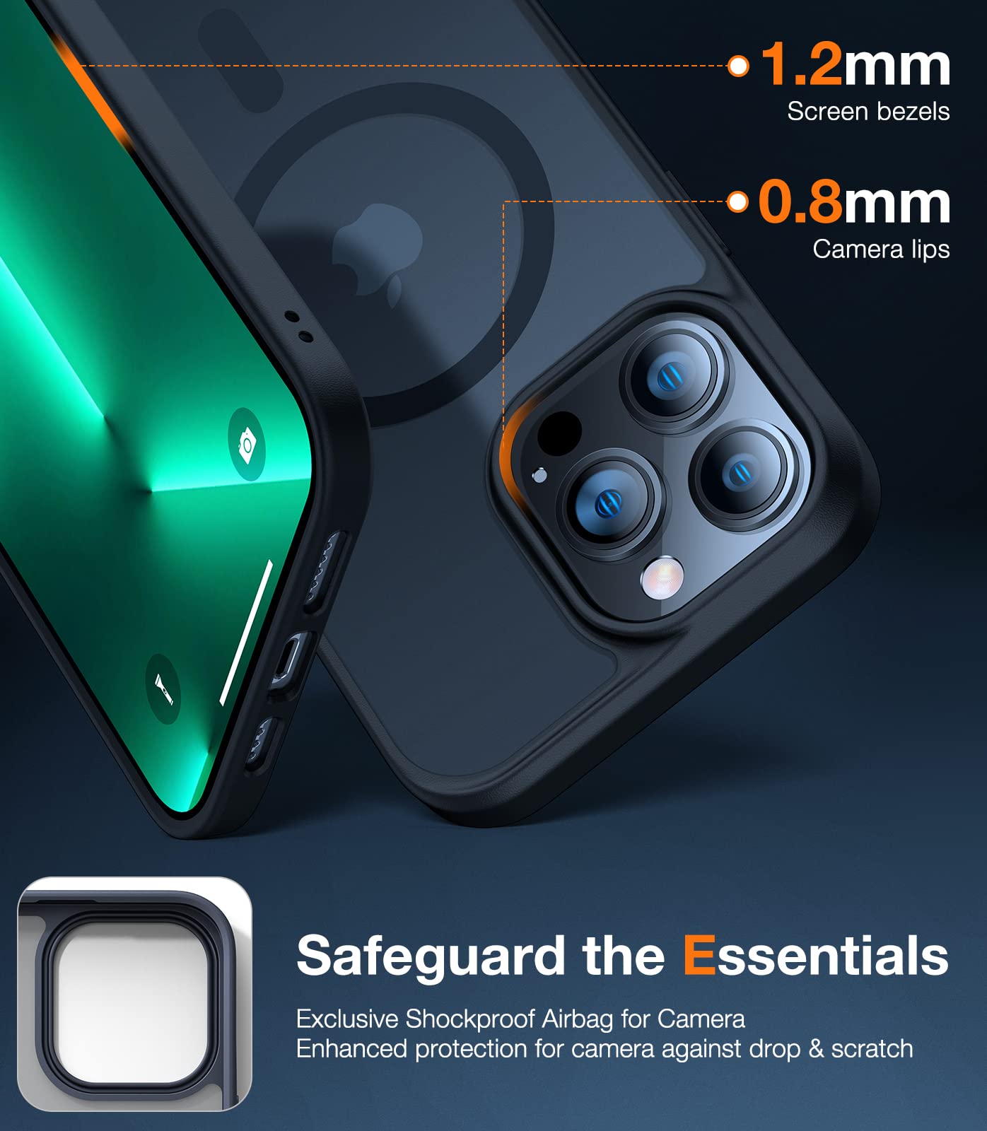 Foto 5 | Funda De Teléfono Torras Stronger Magnetic Para Iphone 13 Pro, Color Negro Translúcido - Venta Internacional.
