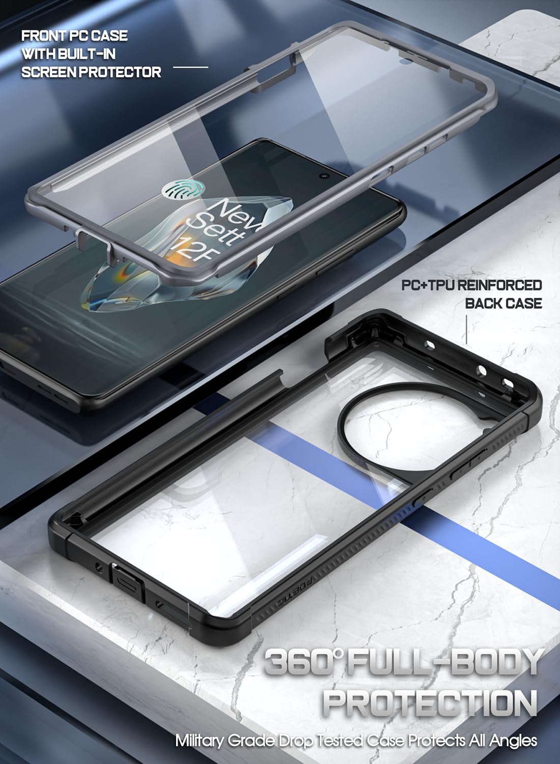 Foto 4 pulgar | Funda Para Teléfono Poetic Guardian Oneplus 12r 5g 2024 Negro/transparente - Venta Internacional.