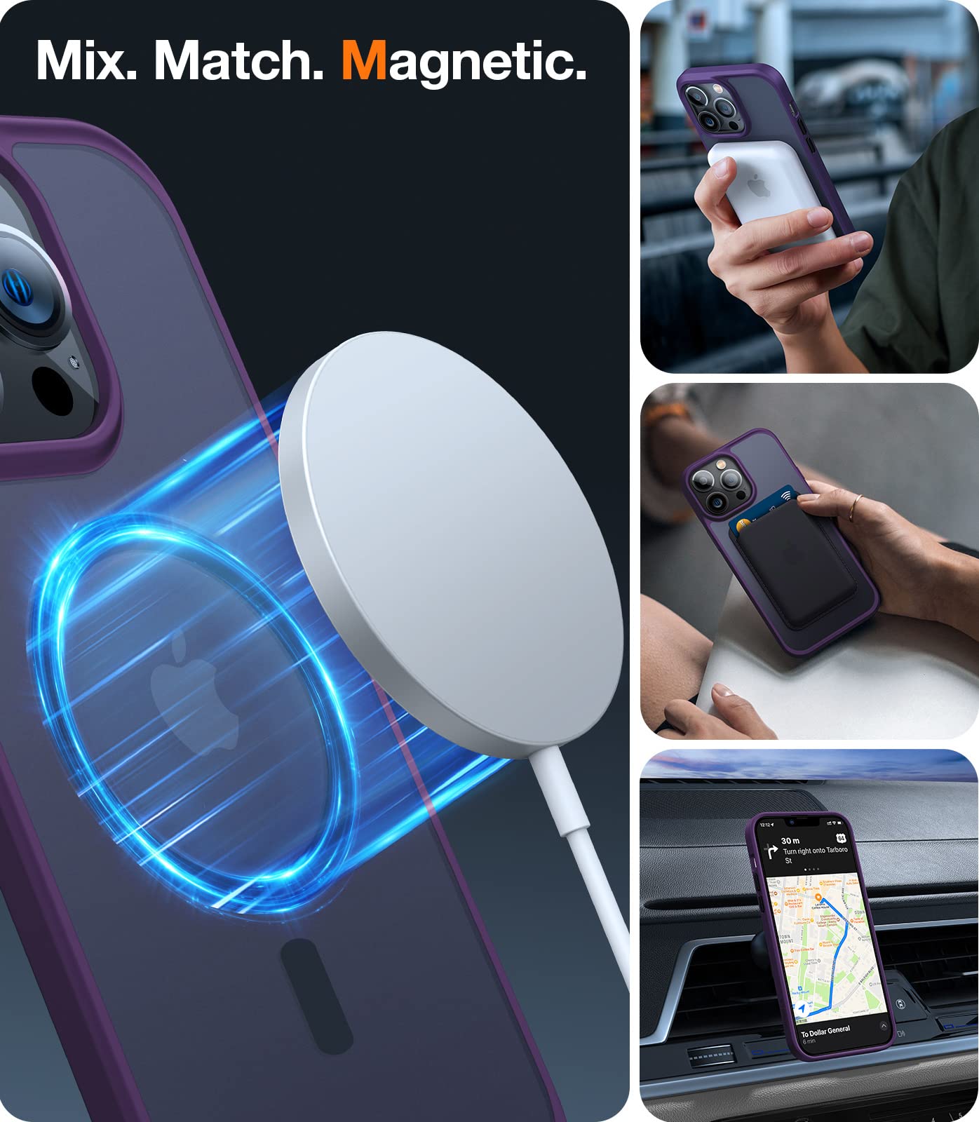 Foto 3 pulgar | Funda De Teléfono Torras Magnetic Para Iphone 13 Pro Max Morada - Venta Internacional.