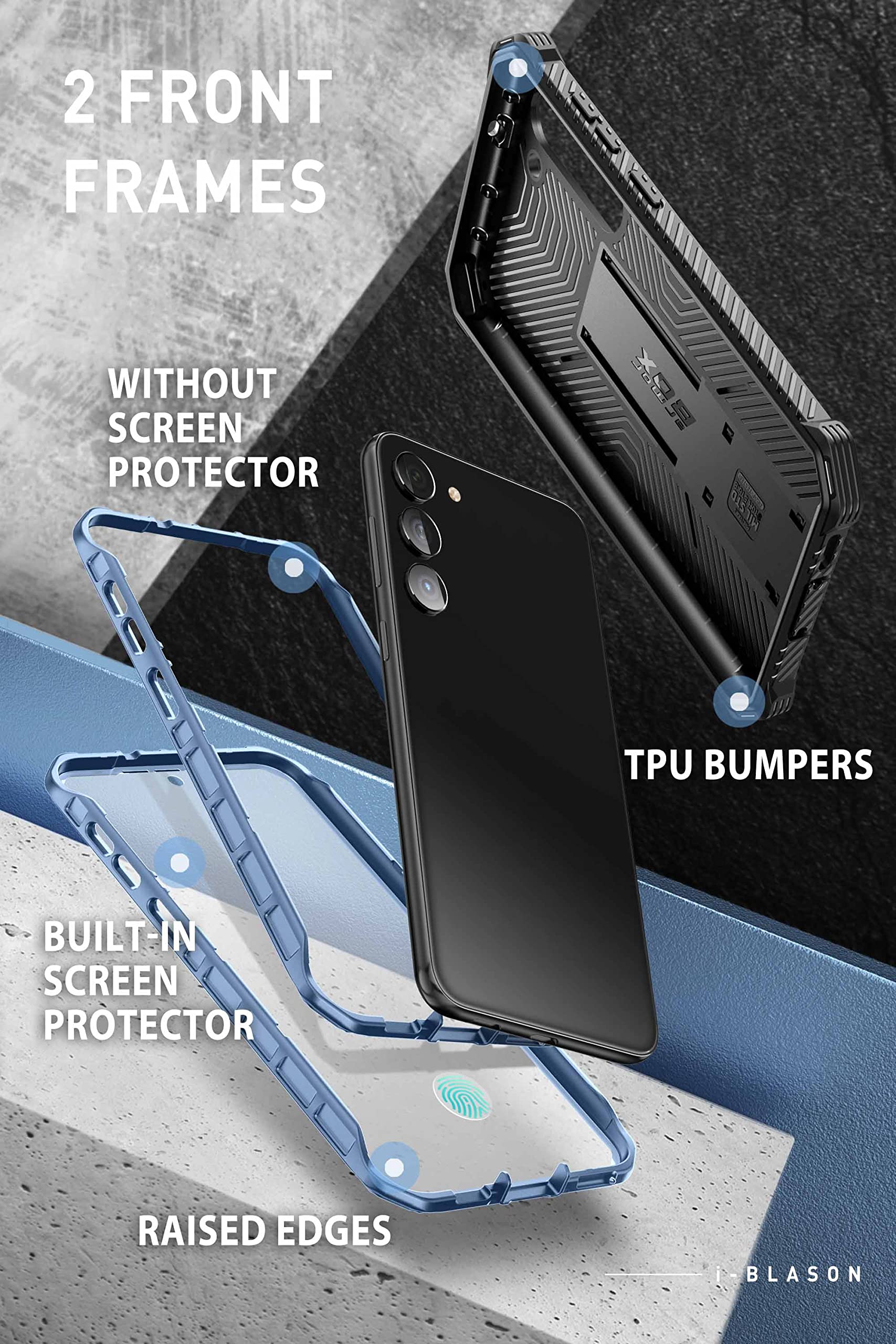 Foto 4 pulgar | Funda I-blason Armorbox Para Samsung Galaxy S23 Con Soporte Azul - Venta Internacional.