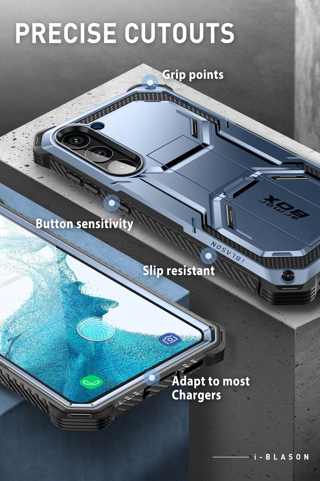 Foto 6 pulgar | Funda I-blason Armorbox Para Samsung Galaxy S23 Con Soporte Azul - Venta Internacional.