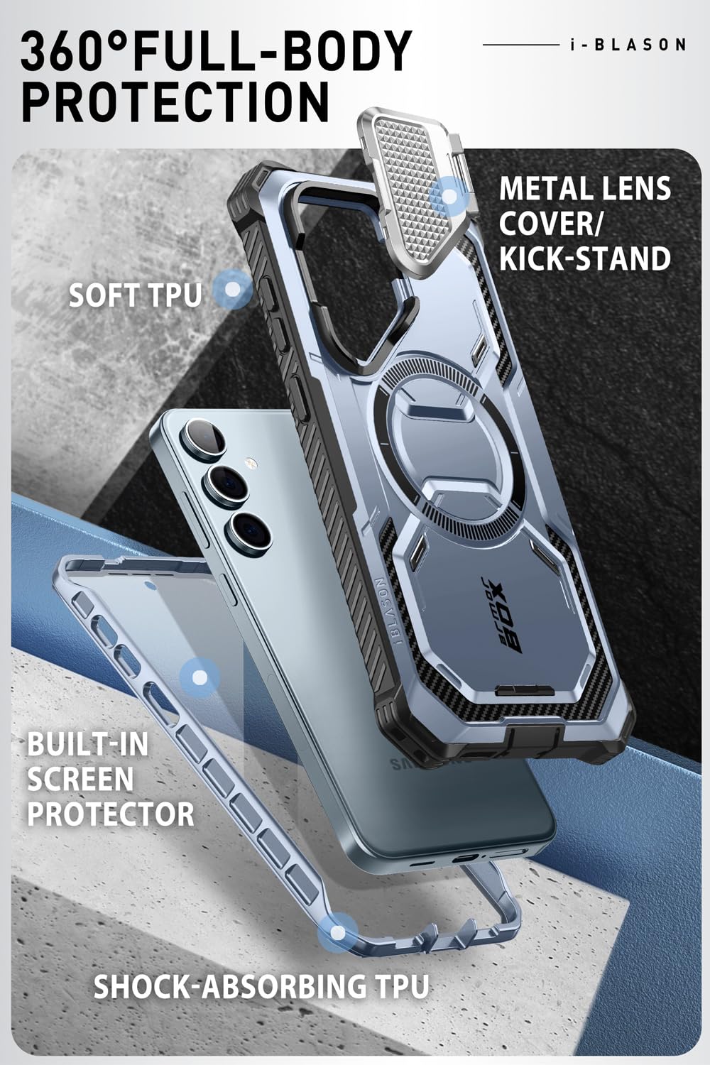 Foto 4 pulgar | Funda De Teléfono I-blason Armorbox Para Samsung Galaxy S24 Blue - Venta Internacional.