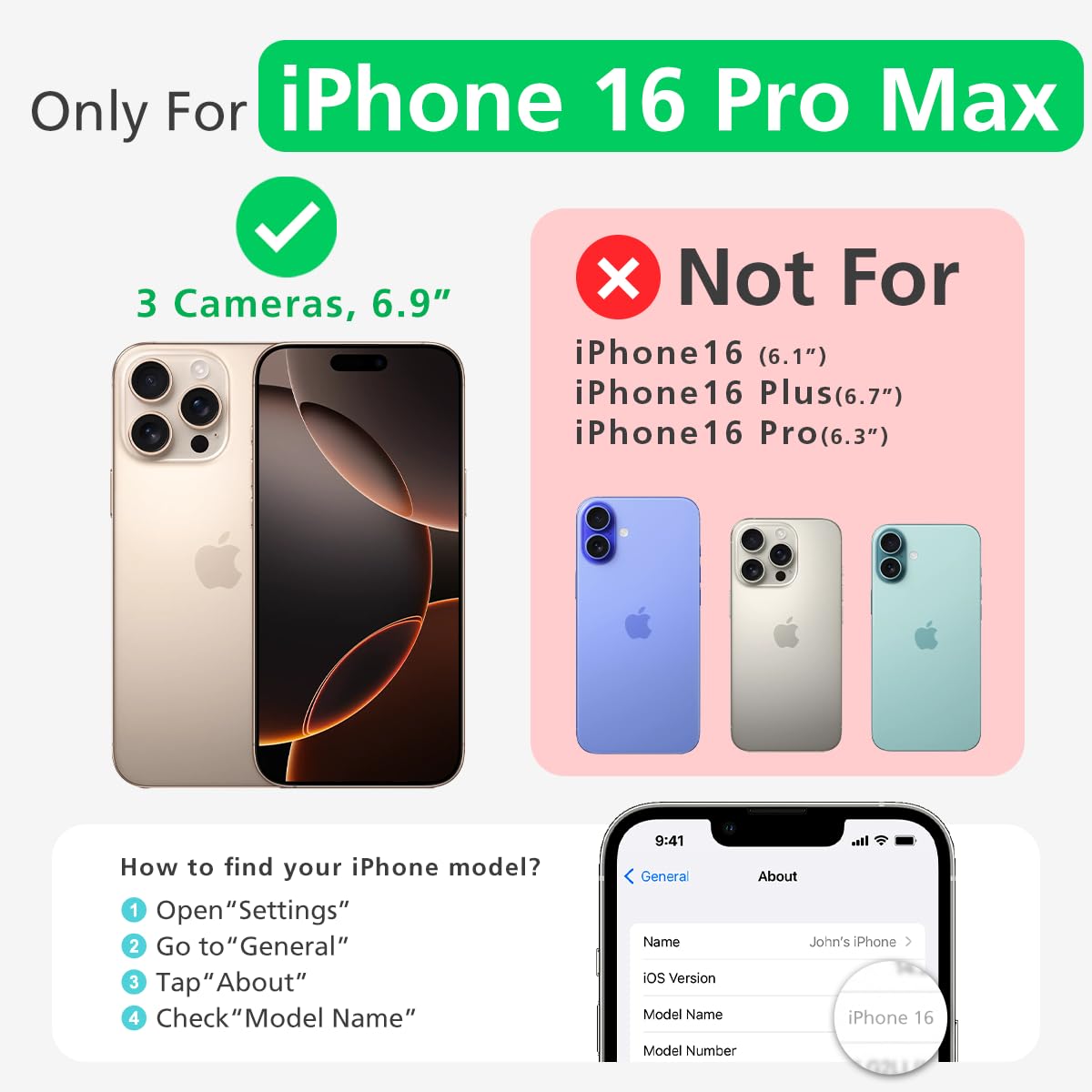 Foto 4 pulgar | Funda De Piel Magnética Compatible Con Iphone 16 Pro Max - Venta Internacional.