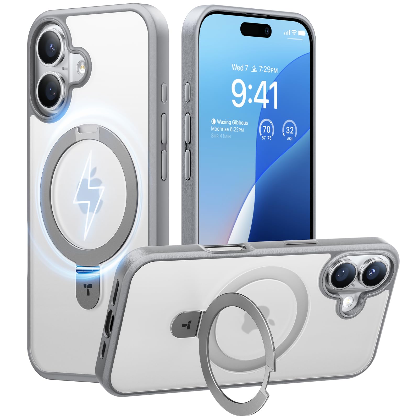 Foto 2 pulgar | Funda Magnética Torras Con Soporte Para Iphone 16 De 6.1 Pulgadas, Color Gris - Venta Internacional.
