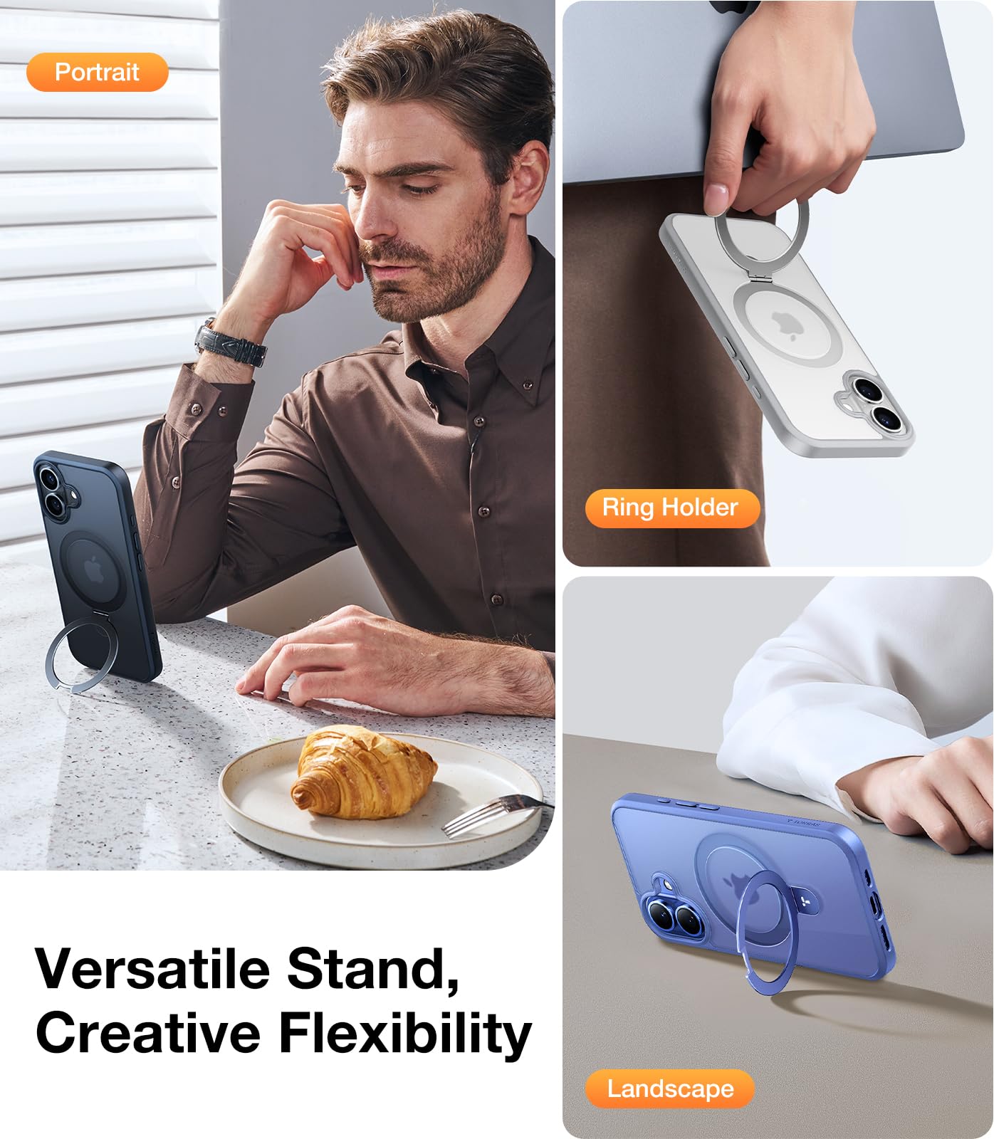 Foto 5 pulgar | Funda Magnética Torras Con Soporte Para Iphone 16 De 6.1 Pulgadas, Color Gris - Venta Internacional.