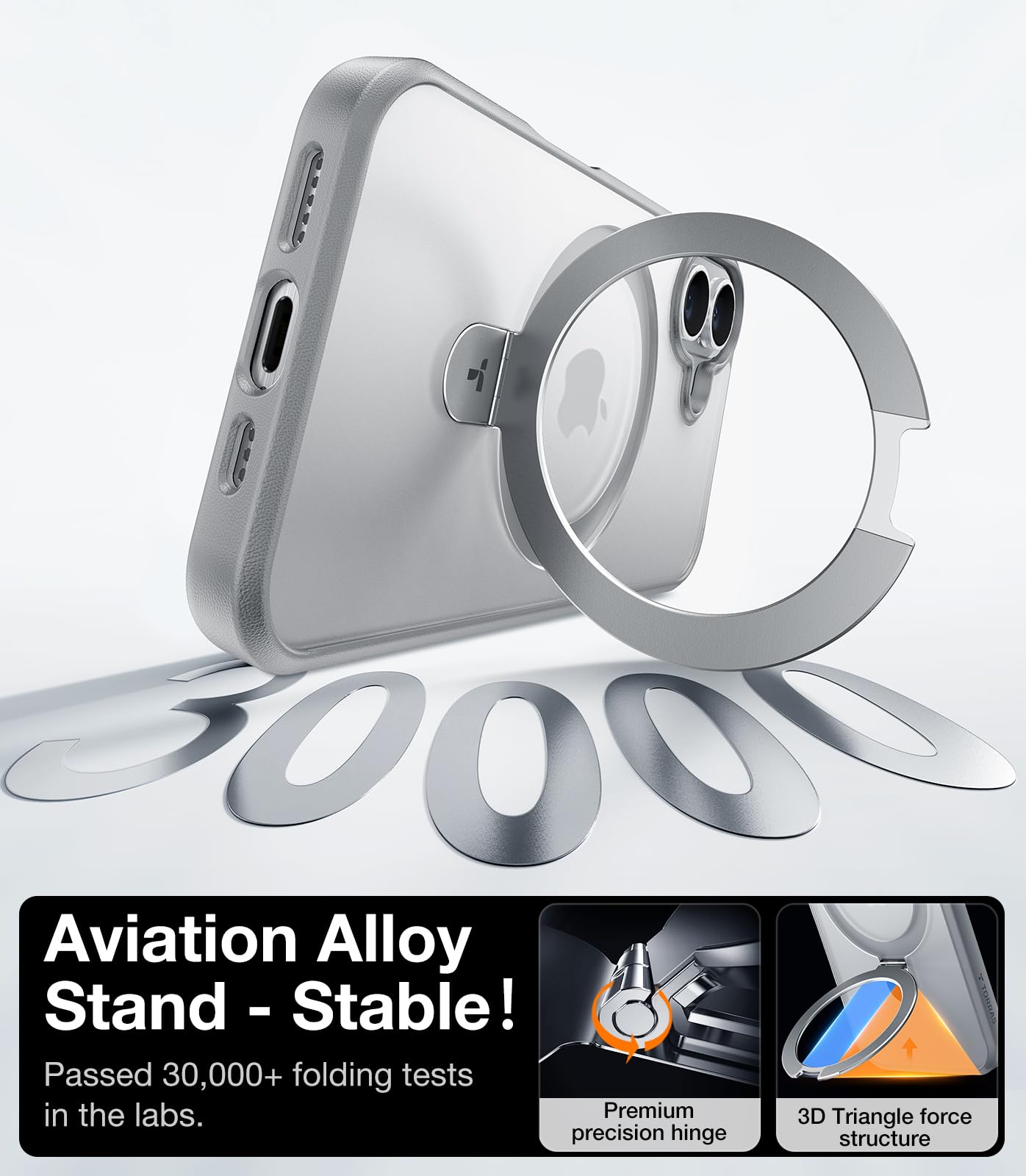 Foto 5 | Funda Magnética Torras Con Soporte Para Iphone 16 De 6.1 Pulgadas, Color Gris - Venta Internacional.