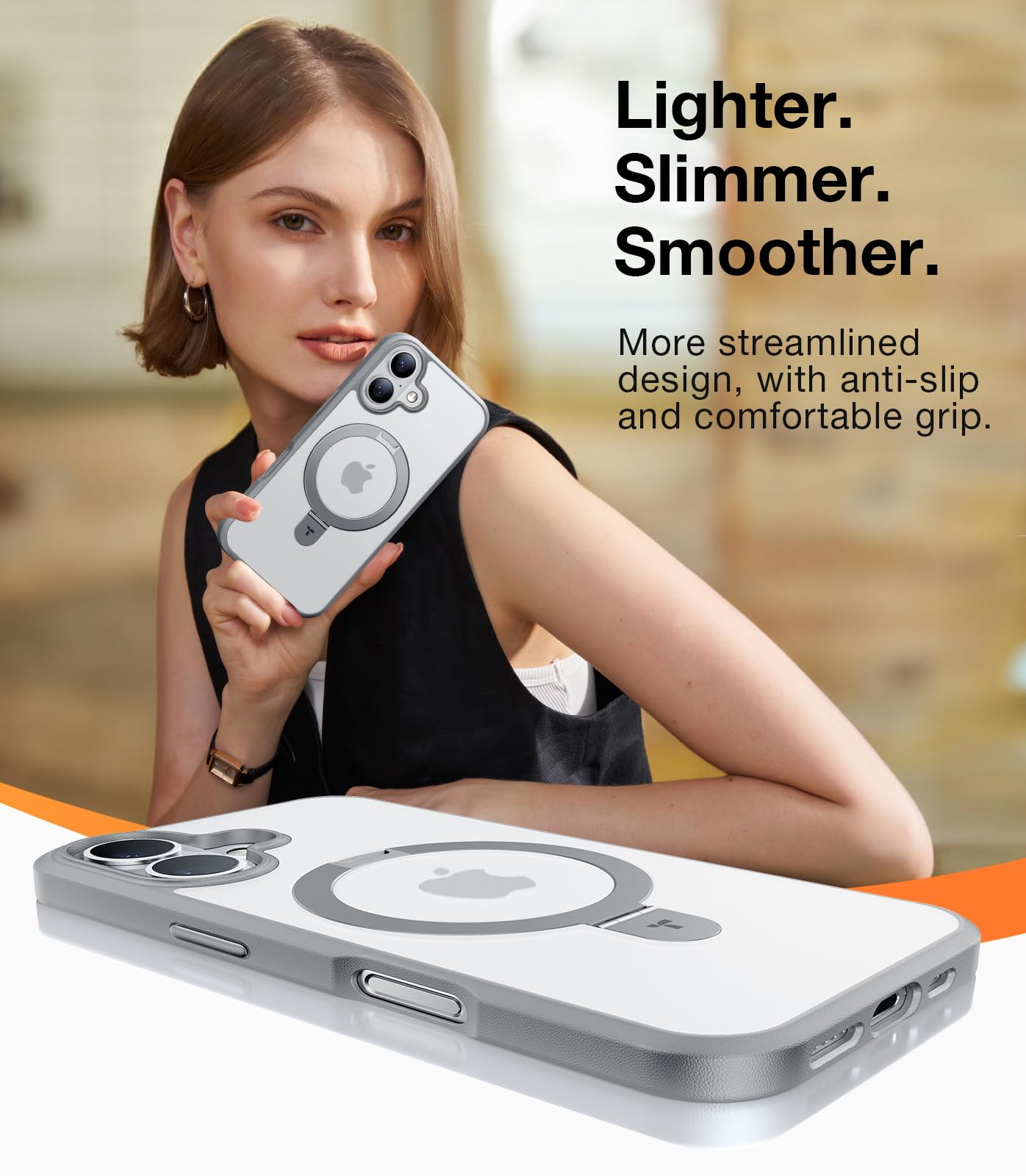 Foto 6 | Funda Magnética Torras Con Soporte Para Iphone 16 De 6.1 Pulgadas, Color Gris - Venta Internacional.