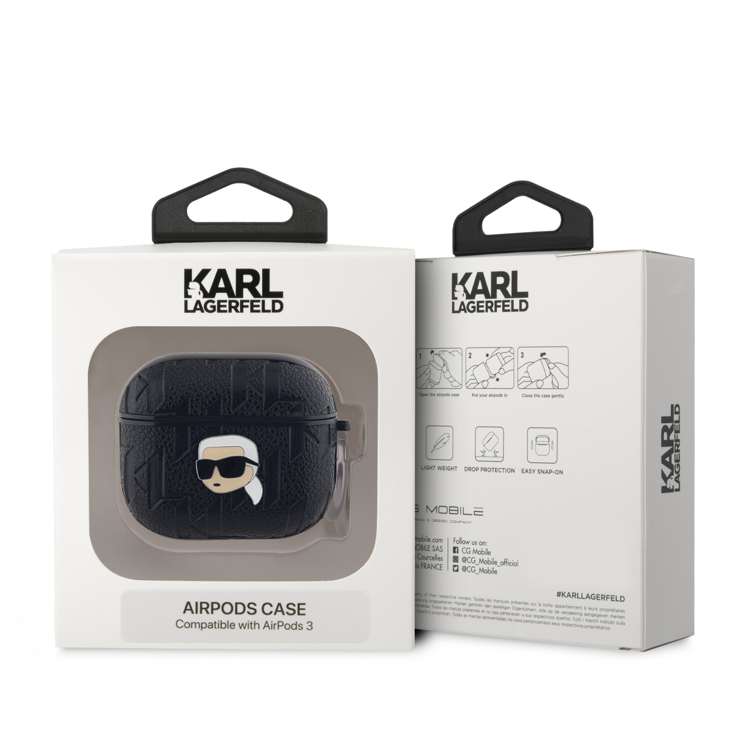 Foto 4 pulgar | Funda Karl Lagerfeld Monograma Cara Para Airpods 3 - Negro
