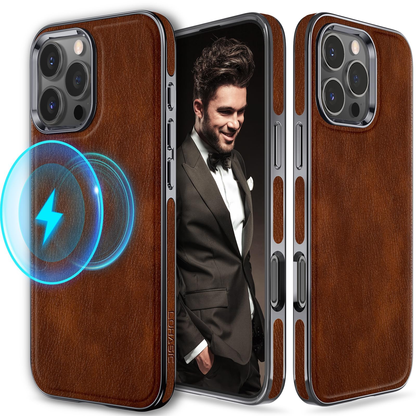 Foto 2 pulgar | Funda De Piel Lohasic Diseñada Para Iphone 16 Pro, Color Marrón Oscuro - Venta Internacional.