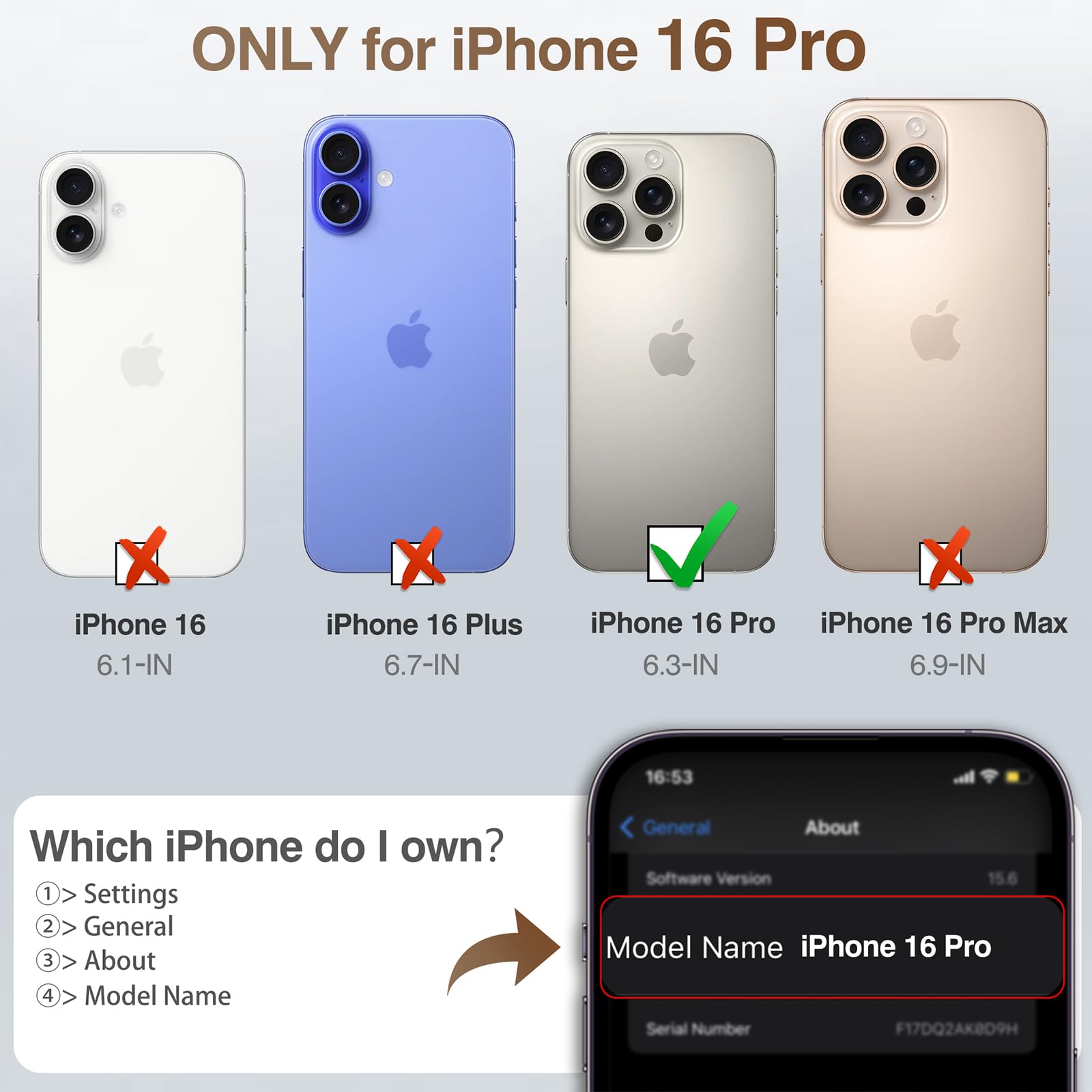 Foto 3 pulgar | Funda De Piel Lohasic Diseñada Para Iphone 16 Pro, Color Marrón Oscuro - Venta Internacional.