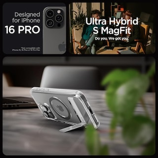 Foto 2 | Funda Spigen Ultra Hybrid S Magfit Para Iphone 16 Pro Con Soporte - Venta Internacional.