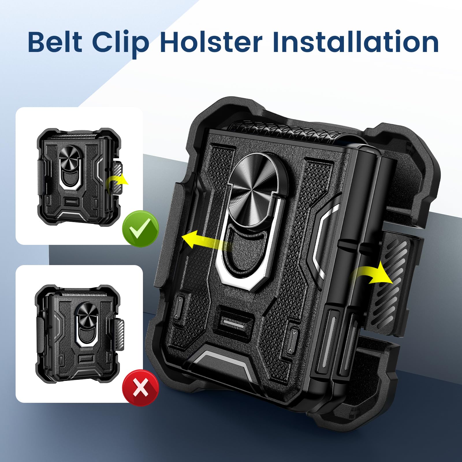 Foto 4 pulgar | Funda Vego Para Samsung Galaxy Z Flip 5 5g Con Soporte Y Clip, Color Negro - Venta Internacional.