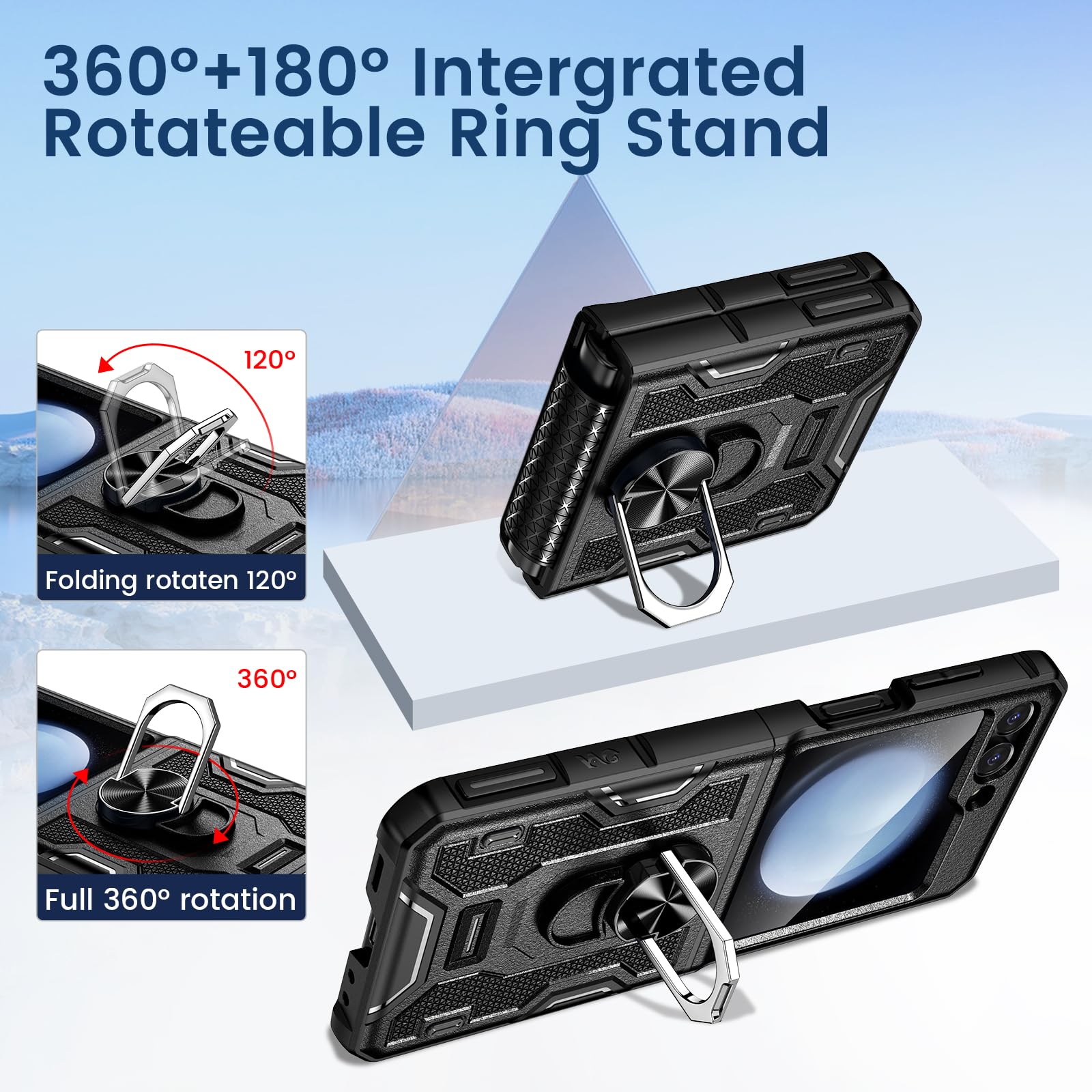 Foto 6 pulgar | Funda Vego Para Samsung Galaxy Z Flip 5 5g Con Soporte Y Clip, Color Negro - Venta Internacional.