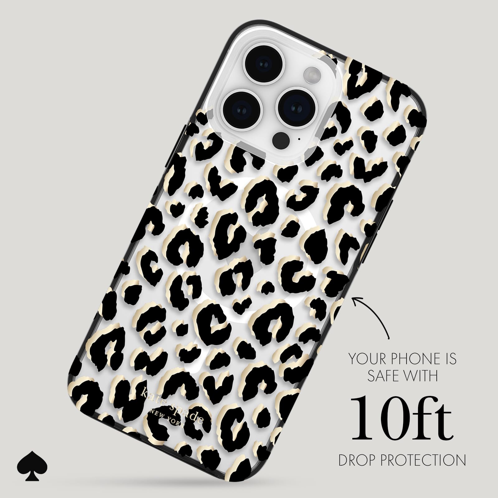 Foto 4 pulgar | Funda De Teléfono Kate Spade New York City Leopard Black Para Iphone 15 Pro Max - Venta Internacional.