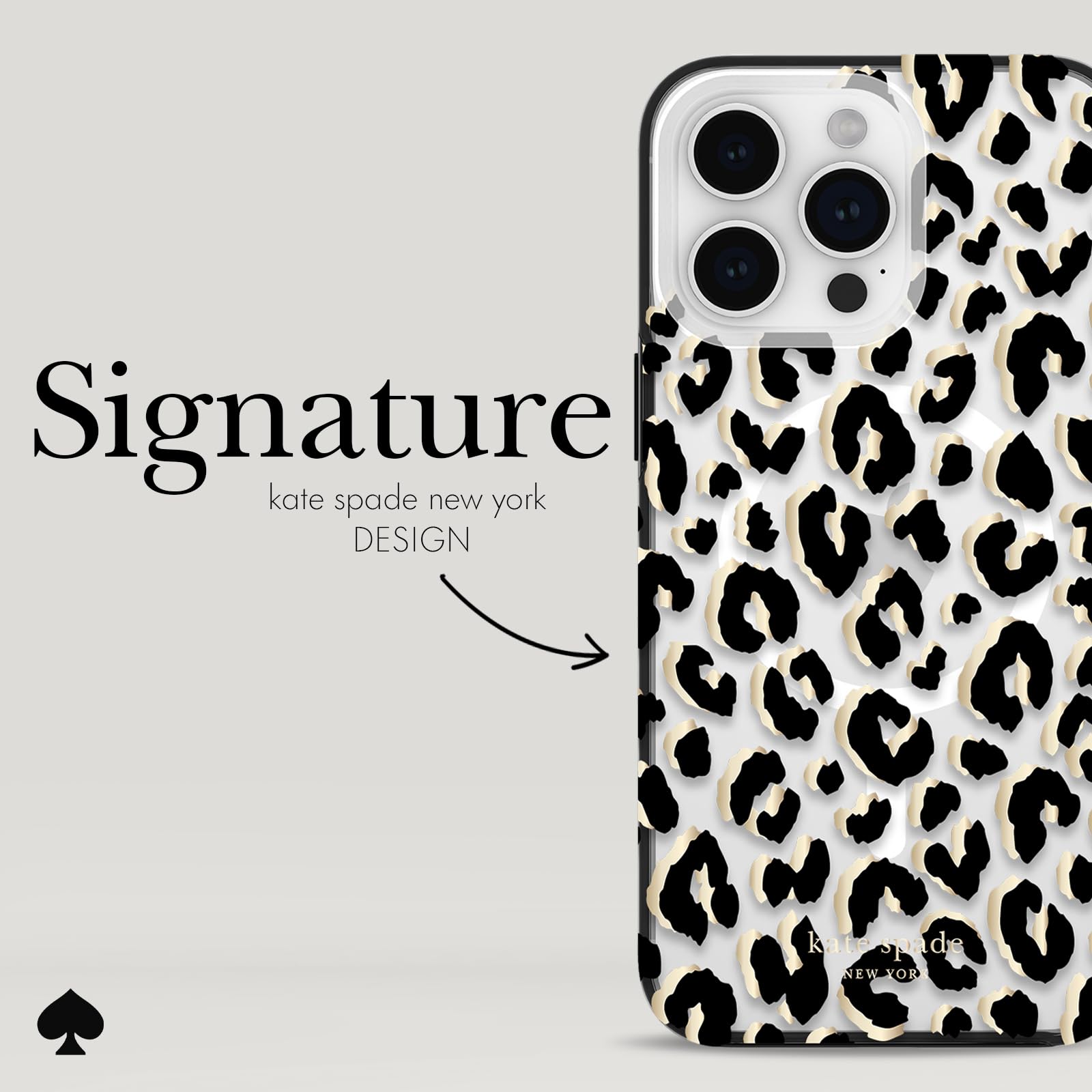 Foto 5 pulgar | Funda De Teléfono Kate Spade New York City Leopard Black Para Iphone 15 Pro Max - Venta Internacional.