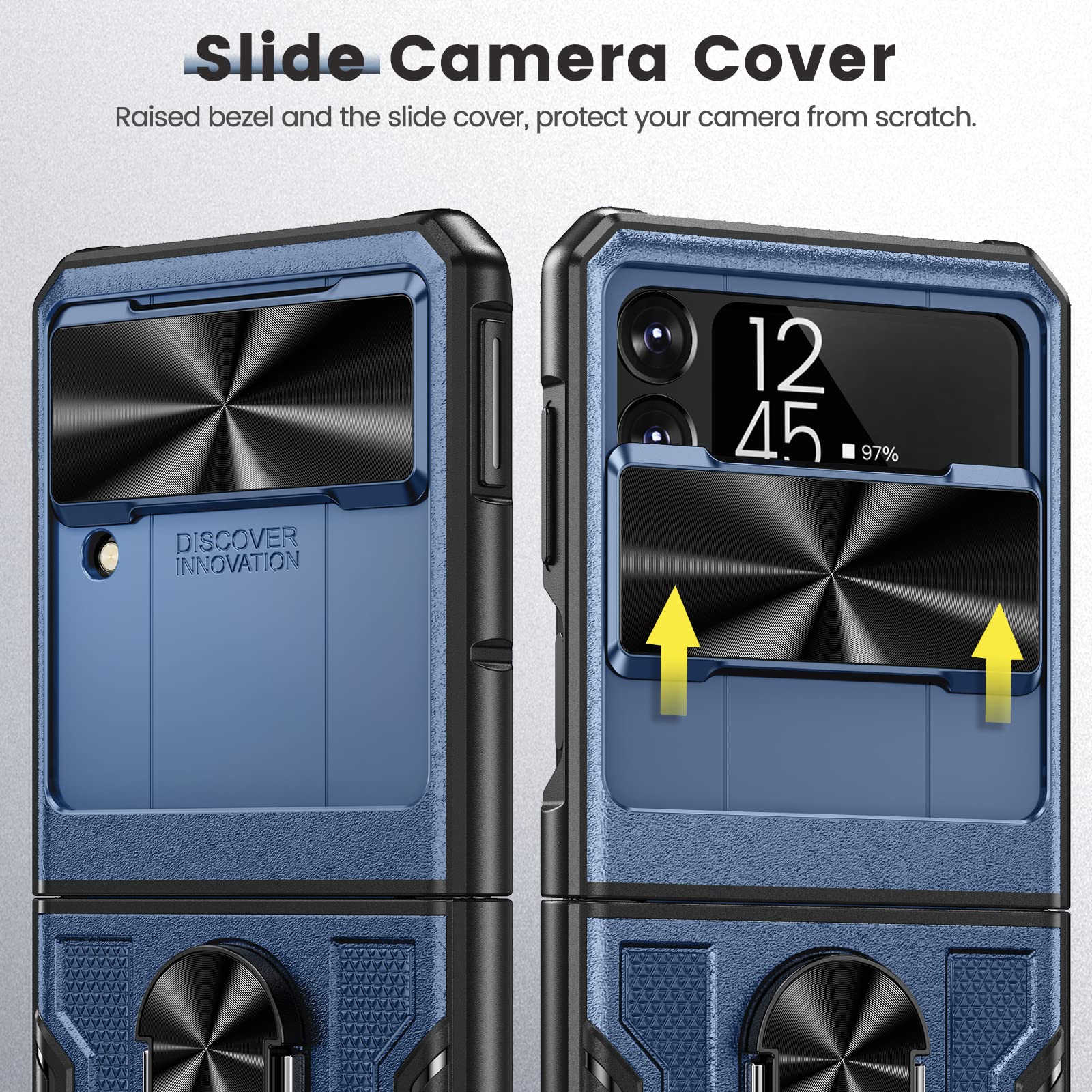 Foto 3 pulgar | Funda De Teléfono Caka Para Samsung Galaxy Z Flip 3 Con Soporte, Color Azul - Venta Internacional.