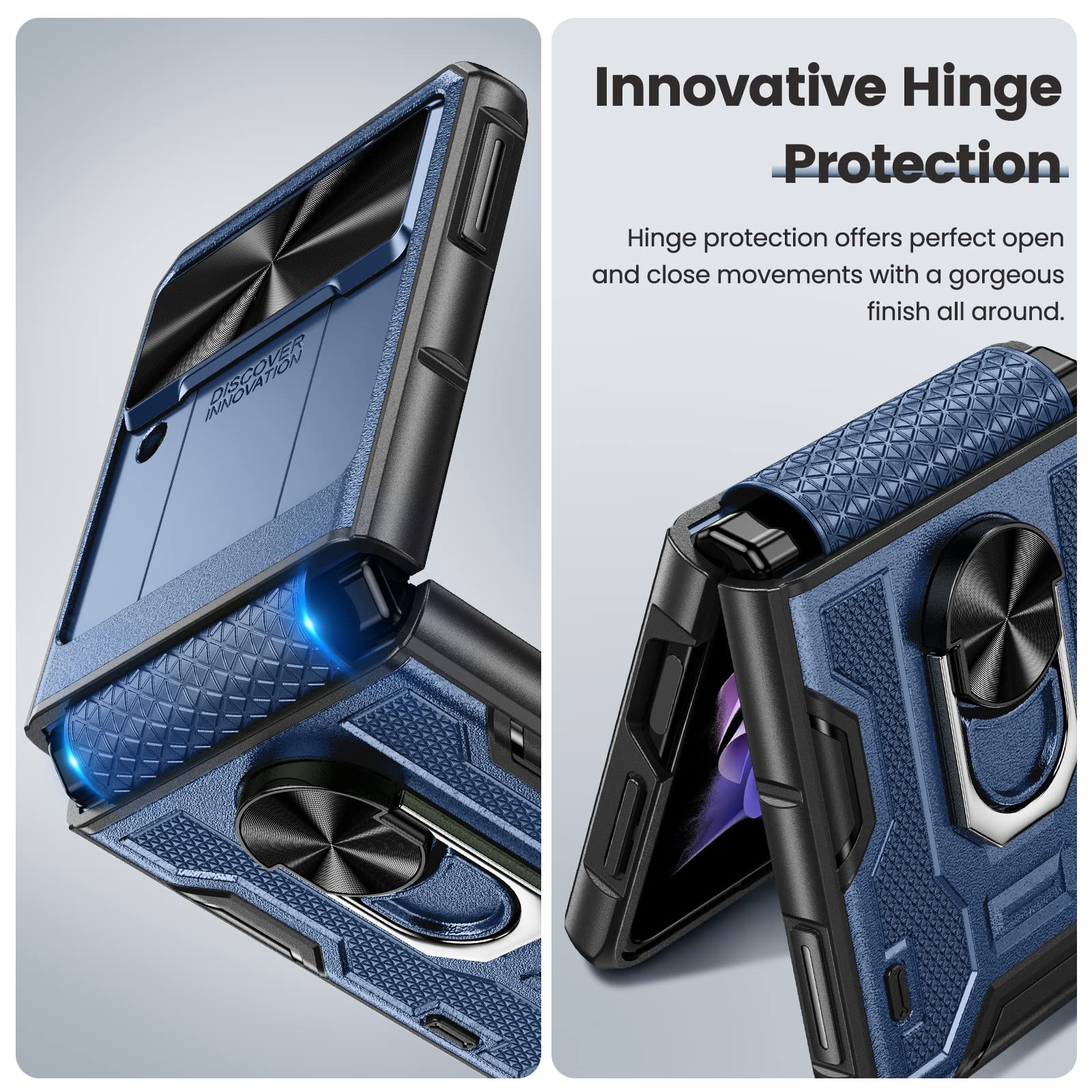 Foto 3 | Funda De Teléfono Caka Para Samsung Galaxy Z Flip 3 Con Soporte, Color Azul - Venta Internacional.