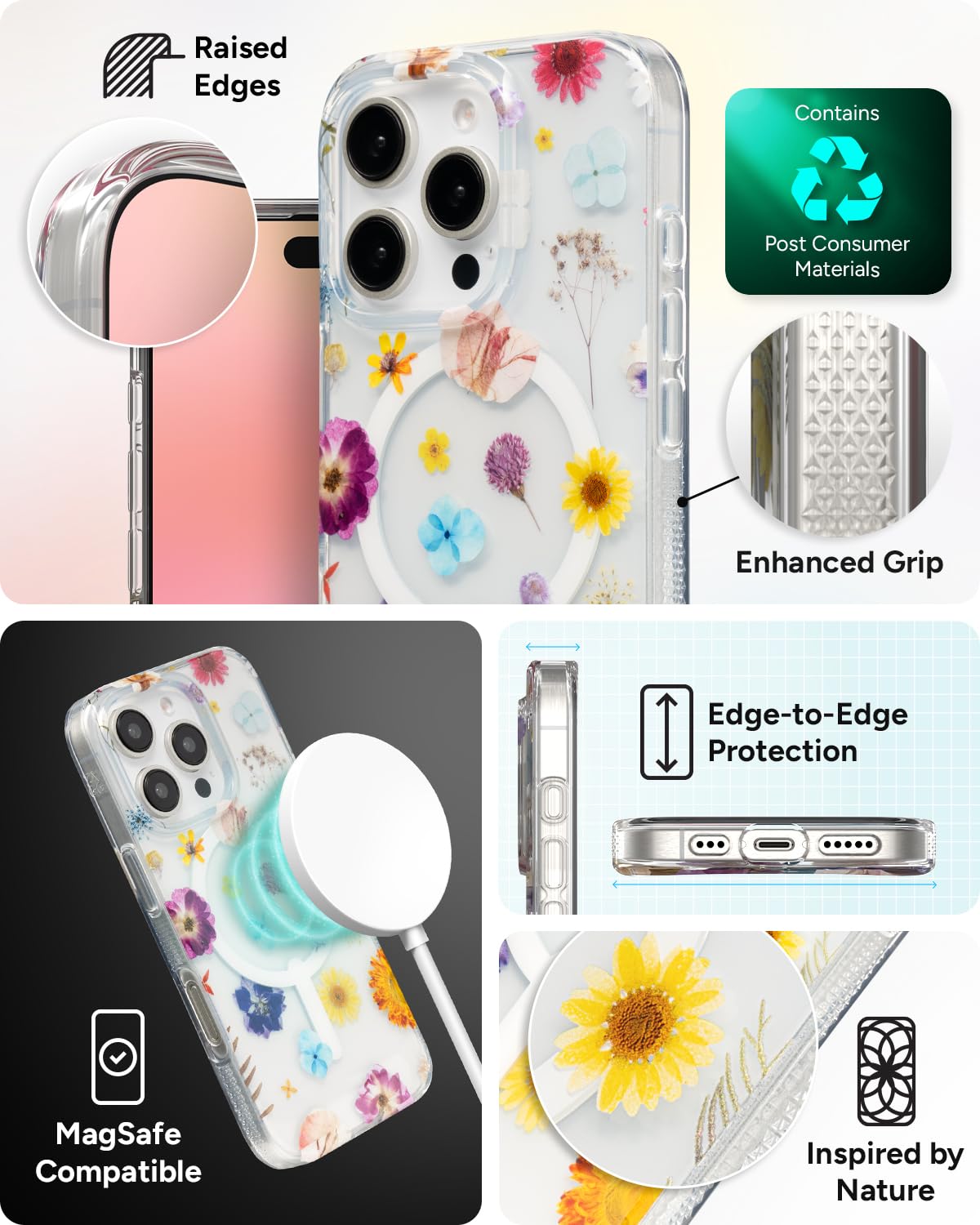 Foto 6 pulgar | Funda Para Teléfono Zagg Milan Snap Floral Iphone 16 Pro Graphene - Venta Internacional.