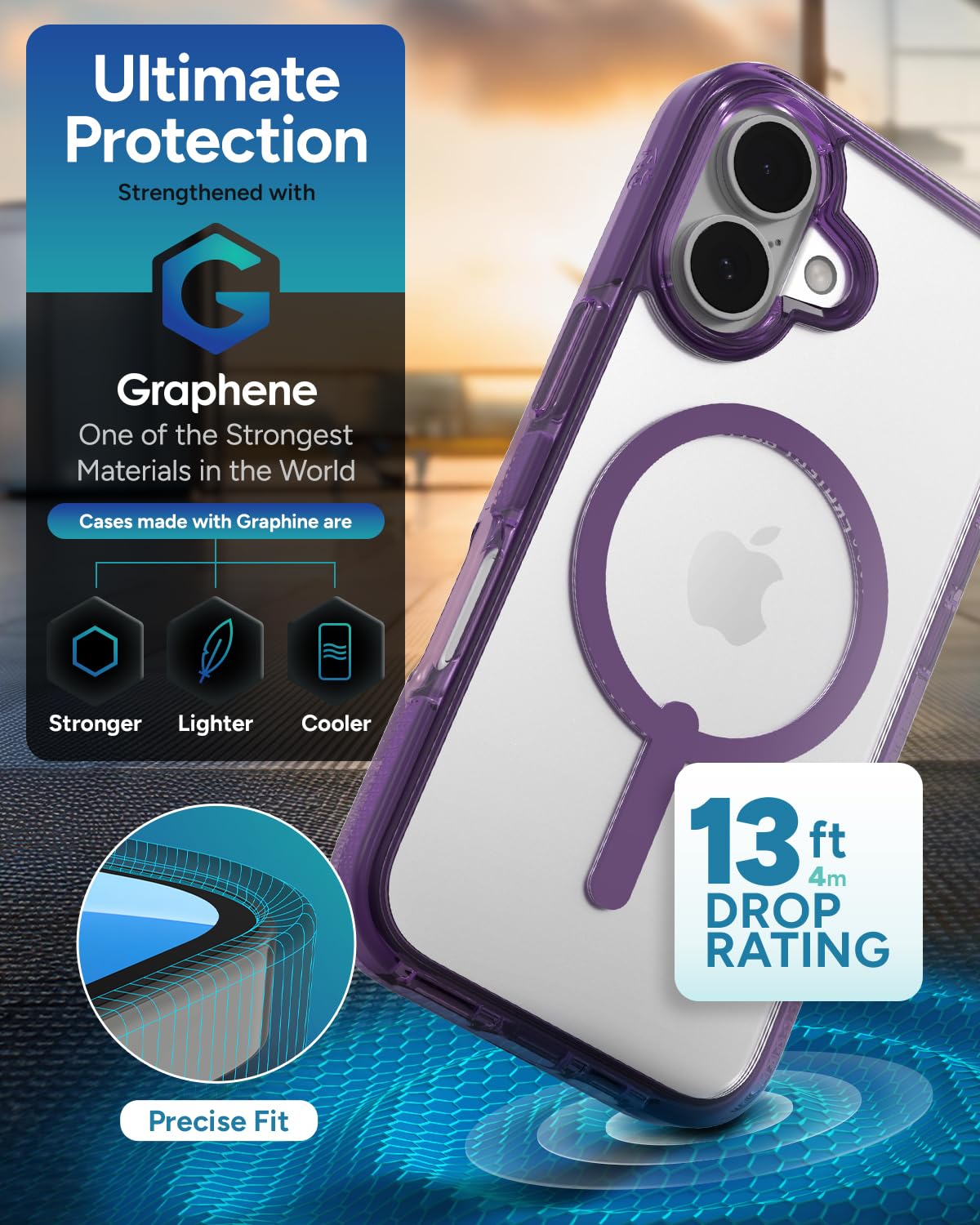 Foto 5 pulgar | Funda Snap Zagg Santa Cruz Para Iphone 16 Magsafe Hyacinth Púrpura - Venta Internacional.