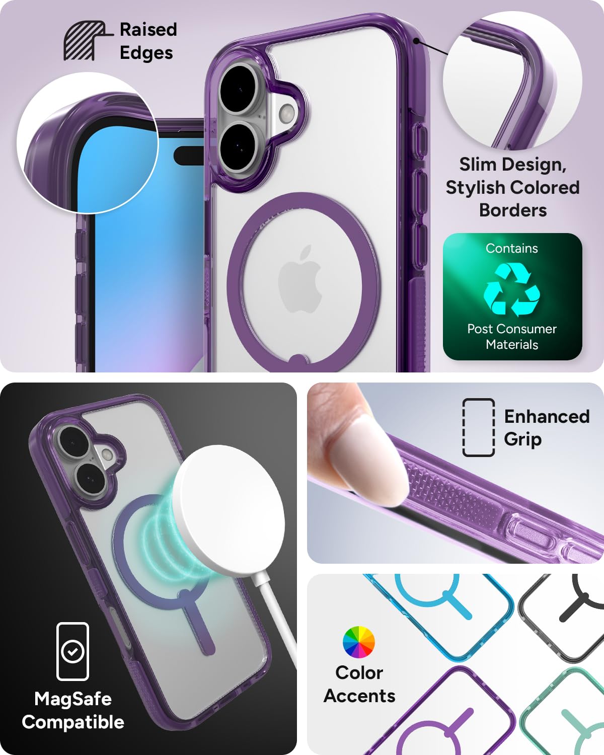 Foto 6 pulgar | Funda Snap Zagg Santa Cruz Para Iphone 16 Magsafe Hyacinth Púrpura - Venta Internacional.