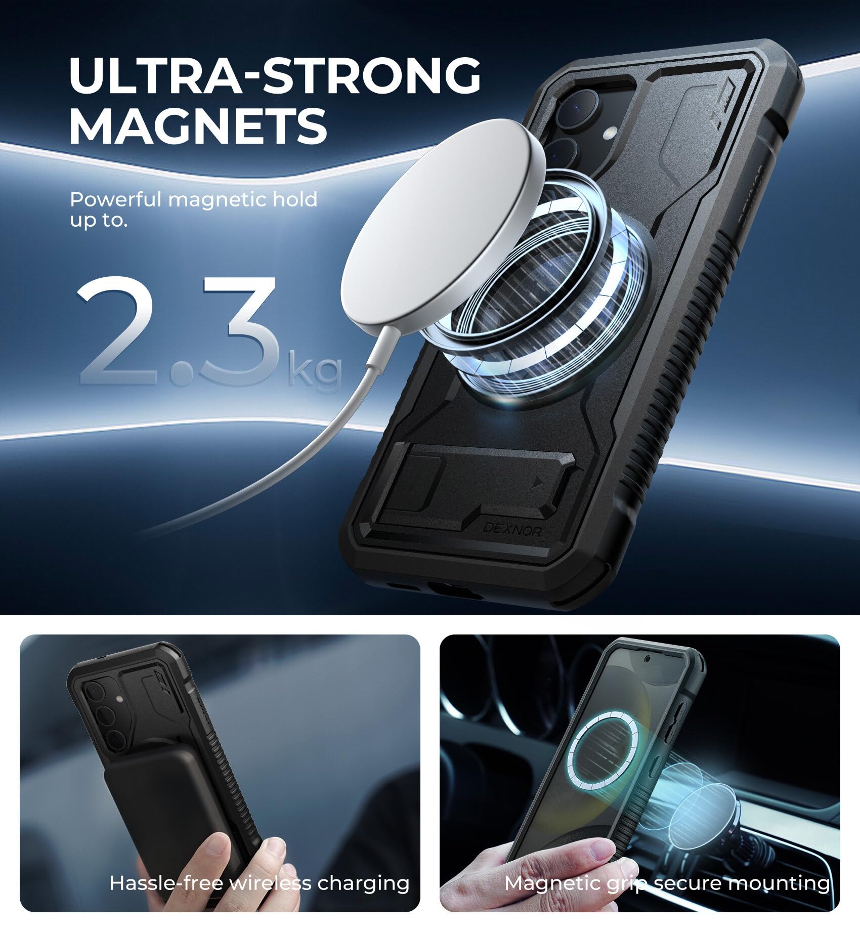 Foto 4 pulgar | Funda Magnética Dexnor Con Soporte Para Samsung Galaxy S24, Color Negro - Venta Internacional.