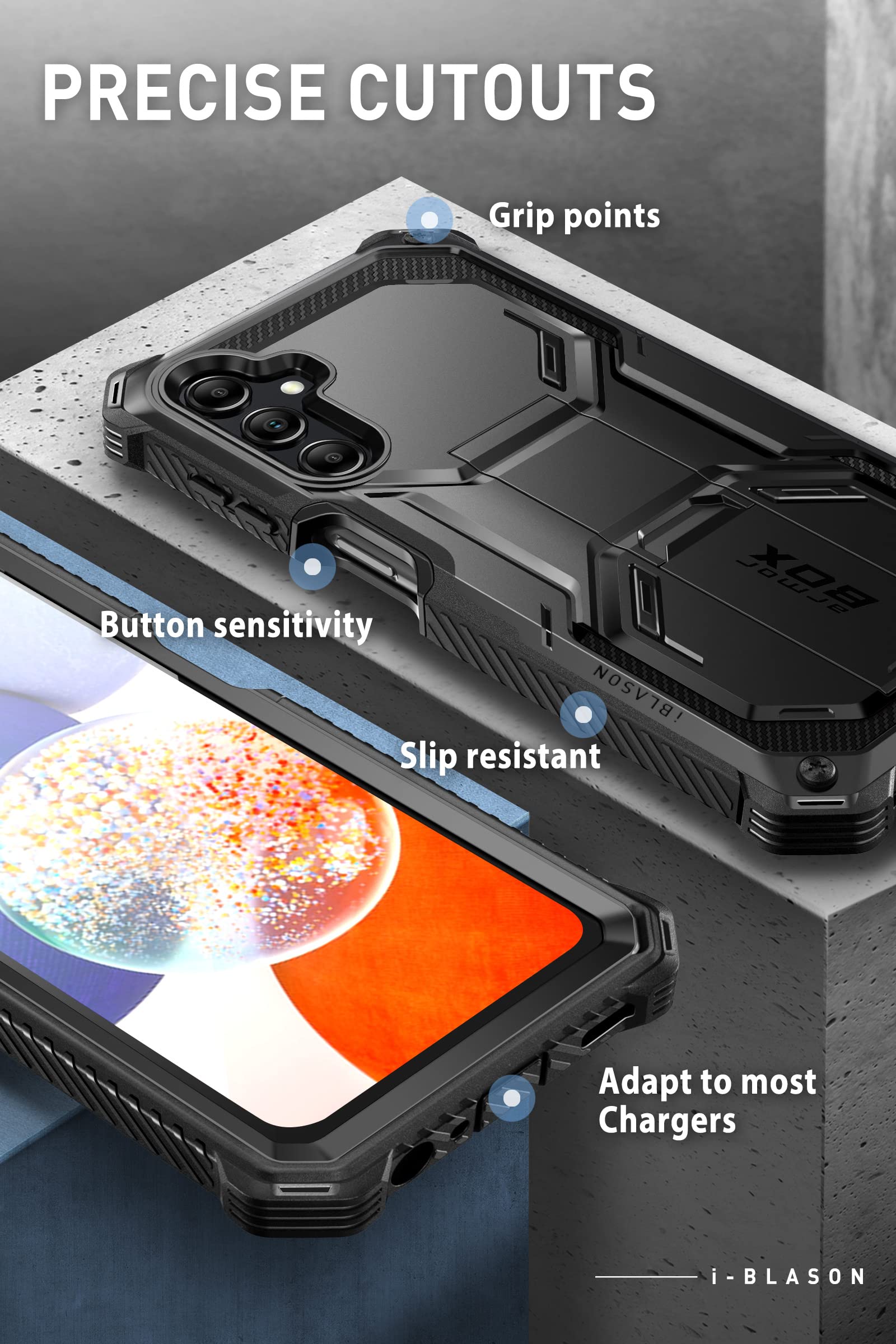 Foto 5 pulgar | Funda De Teléfono I-blason Armorbox Para Samsung Galaxy A14 5g Negra - Venta Internacional.
