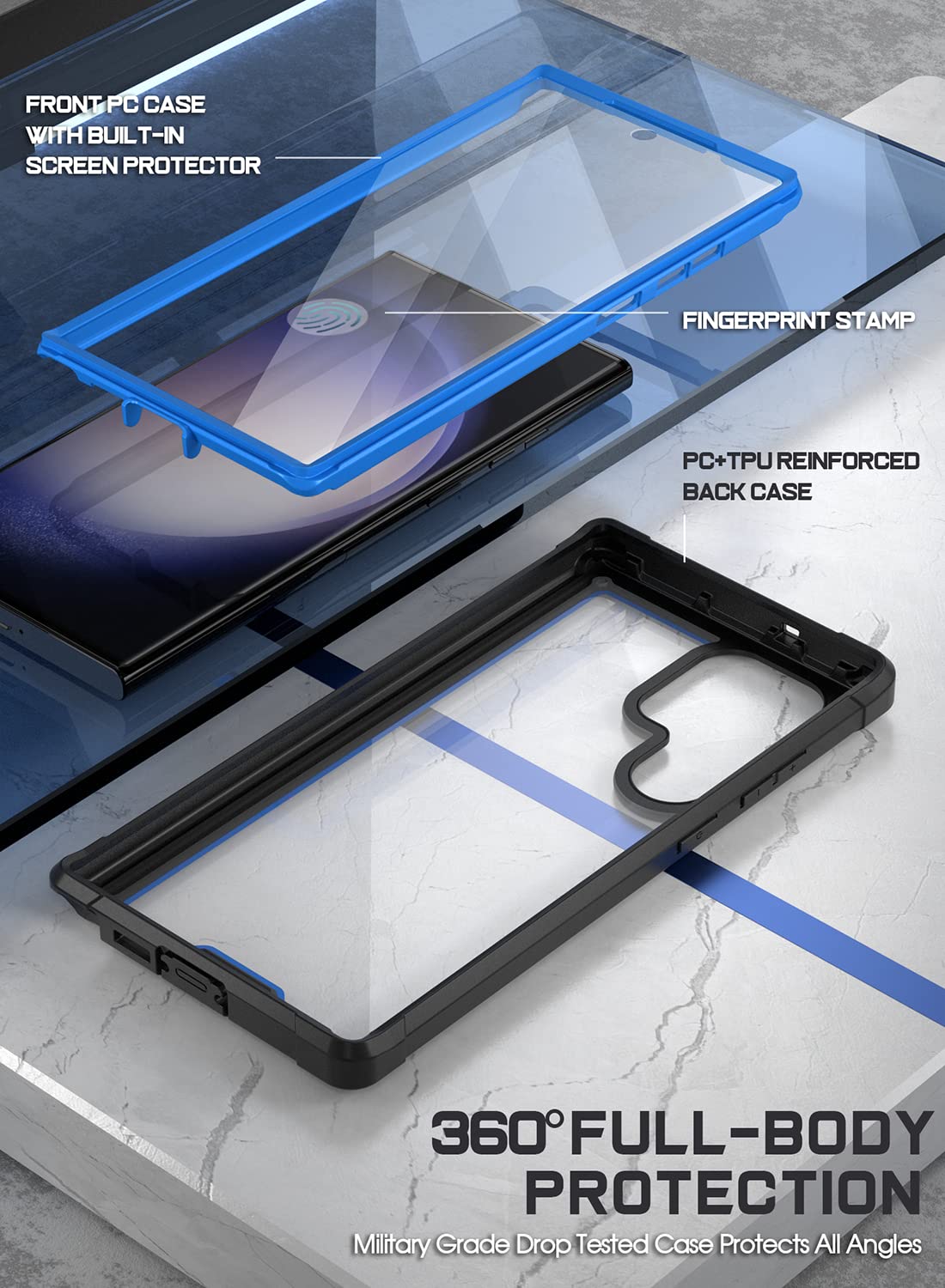 Foto 3 pulgar | Funda Poetic Guardian Para Samsung Galaxy S23 Ultra 5g, Azul/transparente - Venta Internacional.