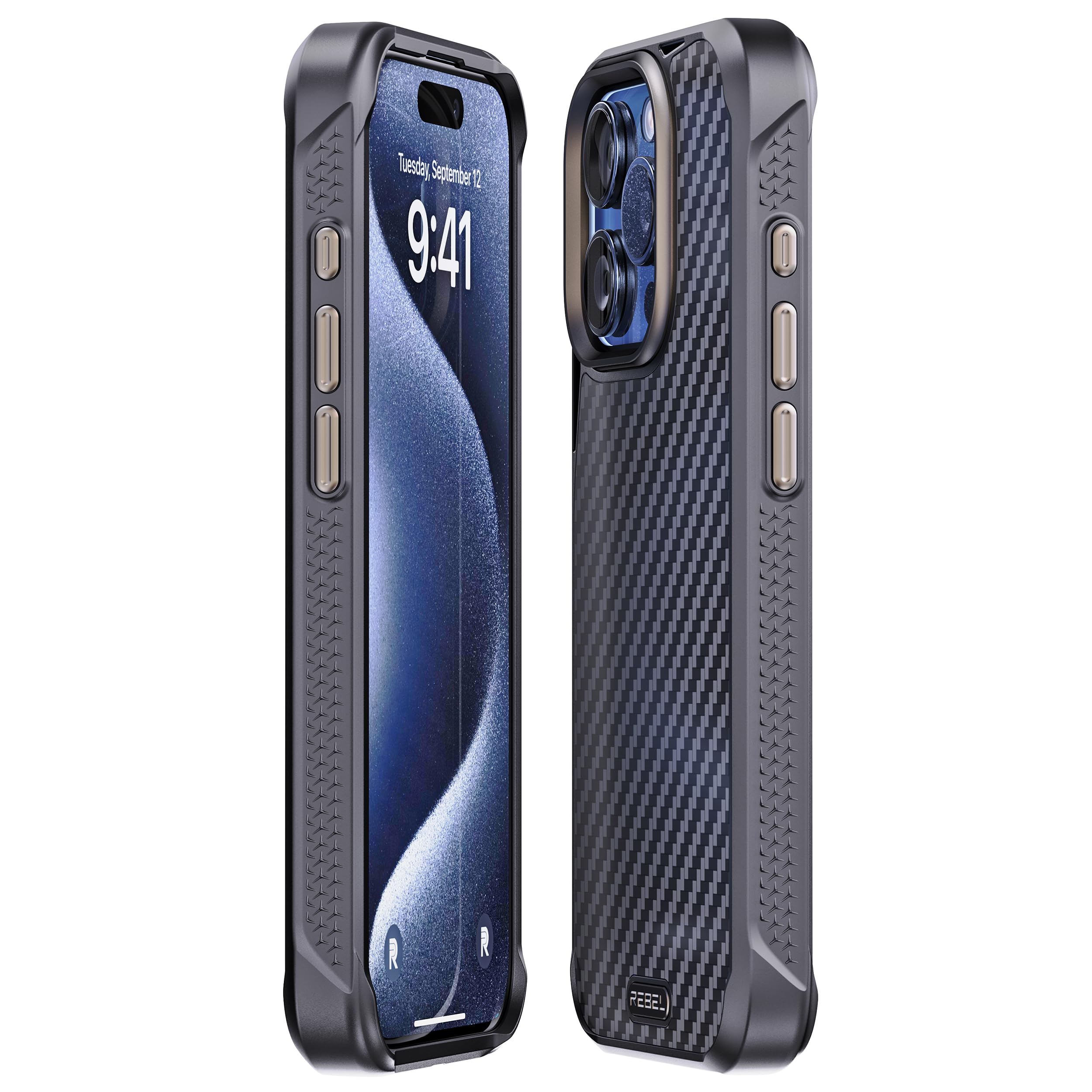 Foto 6 pulgar | Funda Rebel Para Iphone 15 Pro Gen 5 De Fibra De Aramida Negra De 6.1 Pulgadas - Venta Internacional.