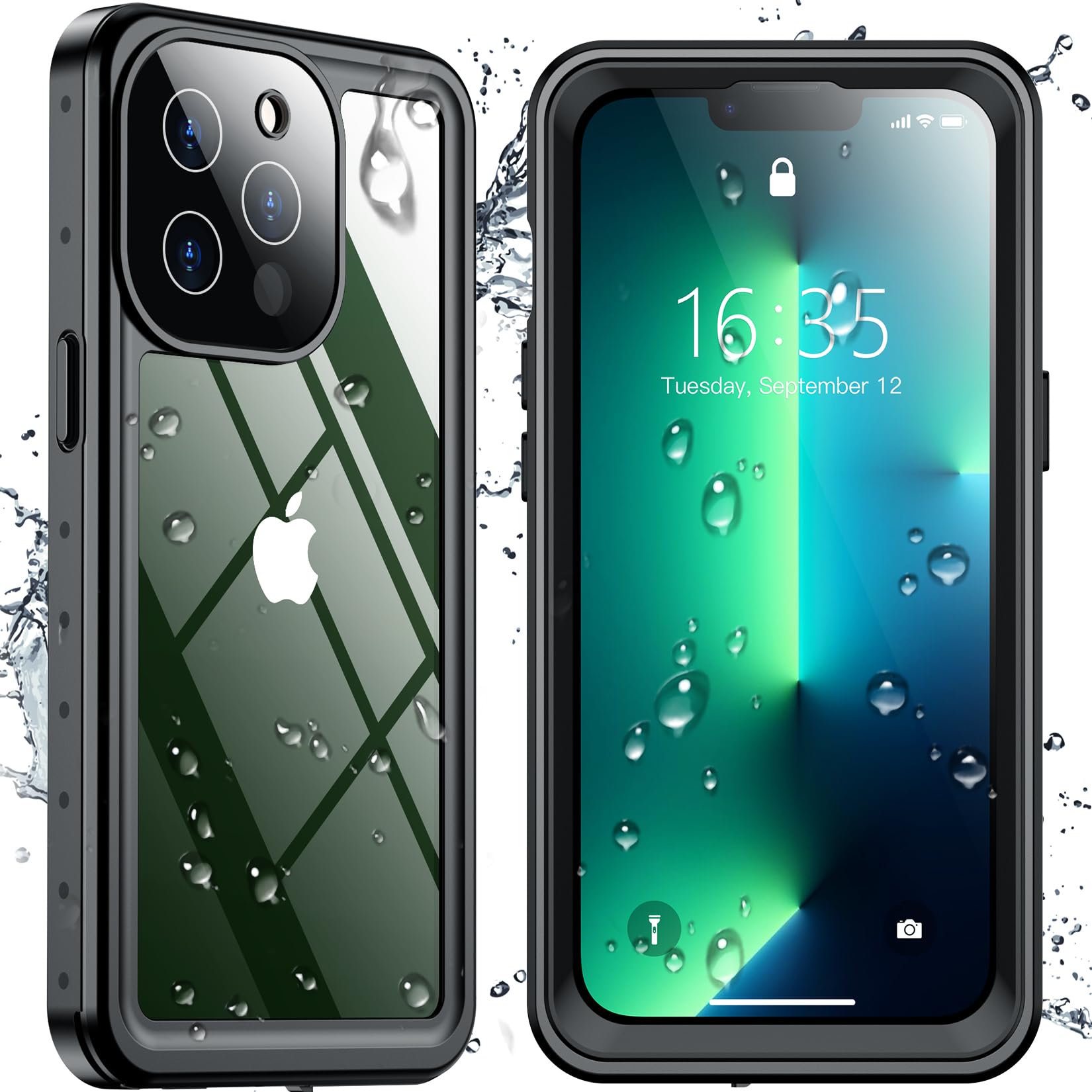 Foto 2 pulgar | Funda De Teléfono Spidercase Impermeable Para Iphone 13 Pro Negro/transparente - Venta Internacional.