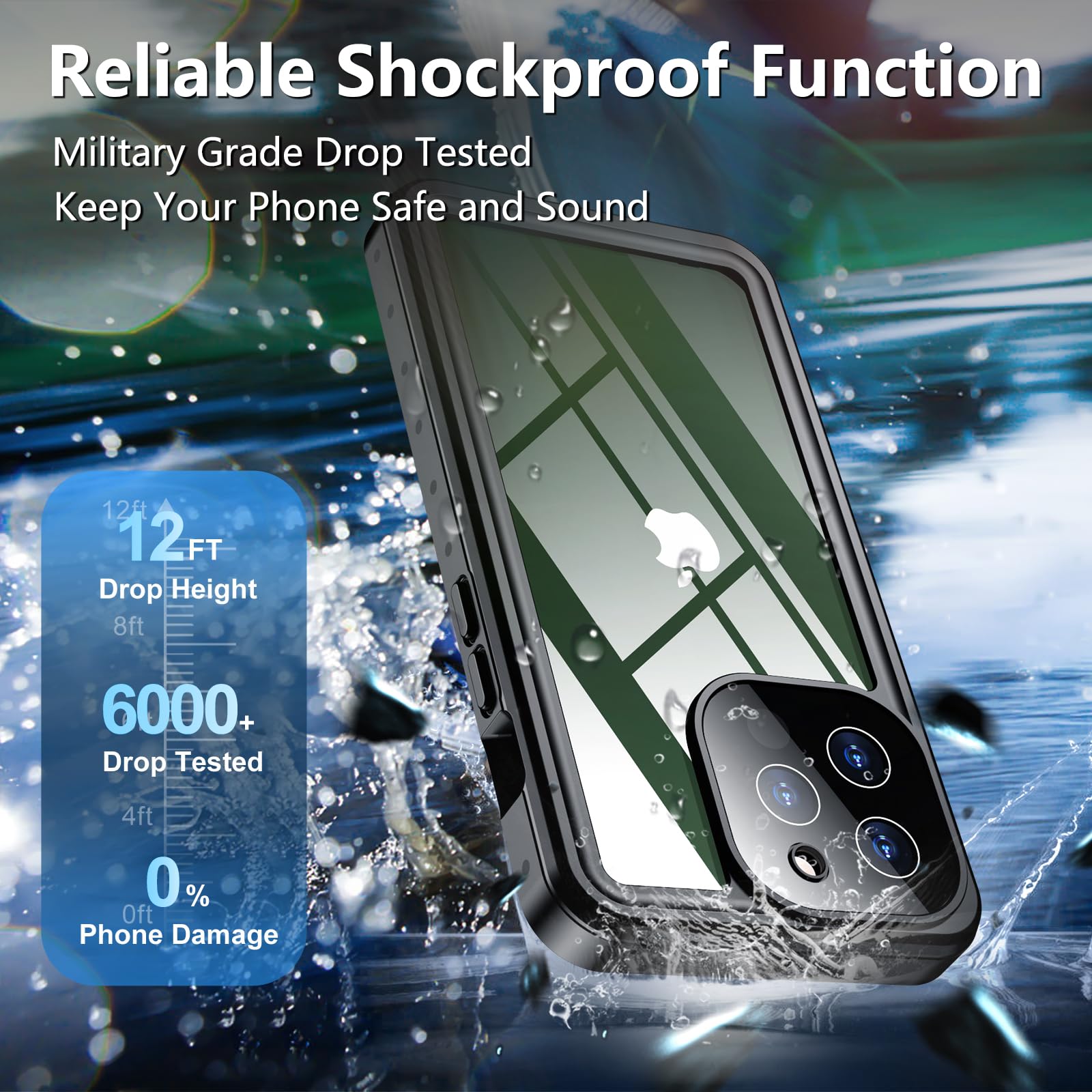 Foto 2 | Funda De Teléfono Spidercase Impermeable Para Iphone 13 Pro Negro/transparente - Venta Internacional.