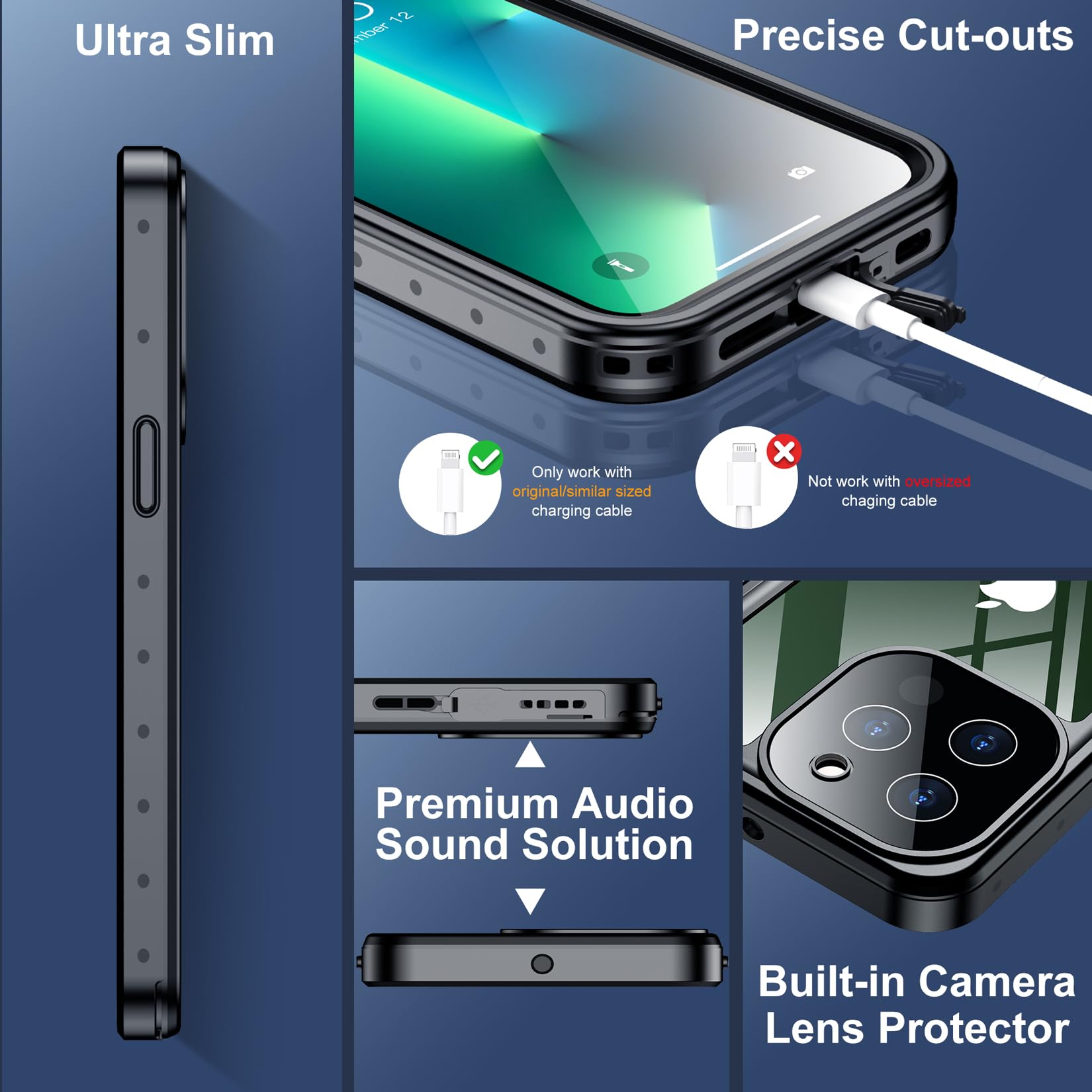 Foto 5 pulgar | Funda De Teléfono Spidercase Impermeable Para Iphone 13 Pro Negro/transparente - Venta Internacional.